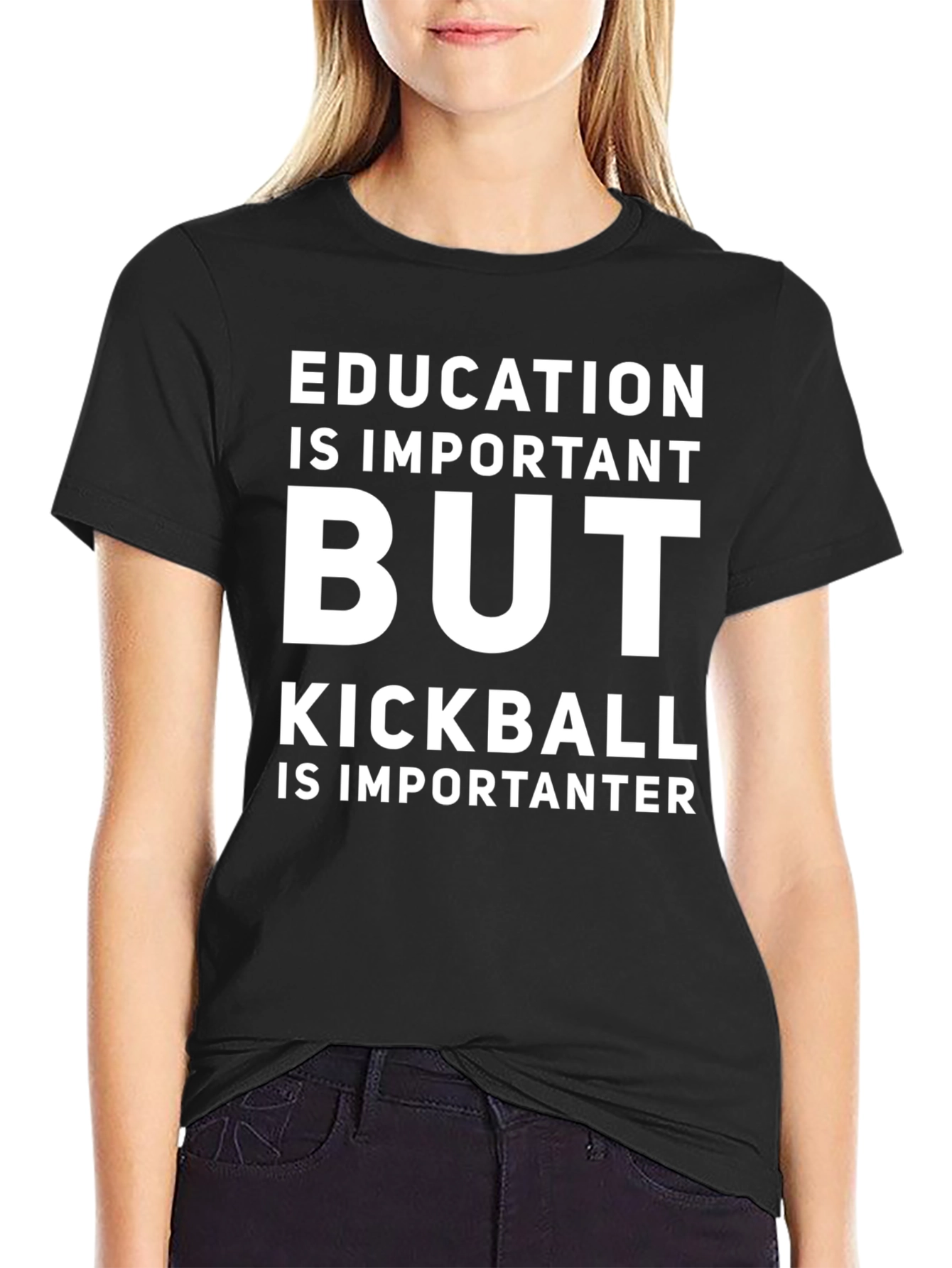 Black Funny Kickball T-Shirt - Education is Important But... view 2