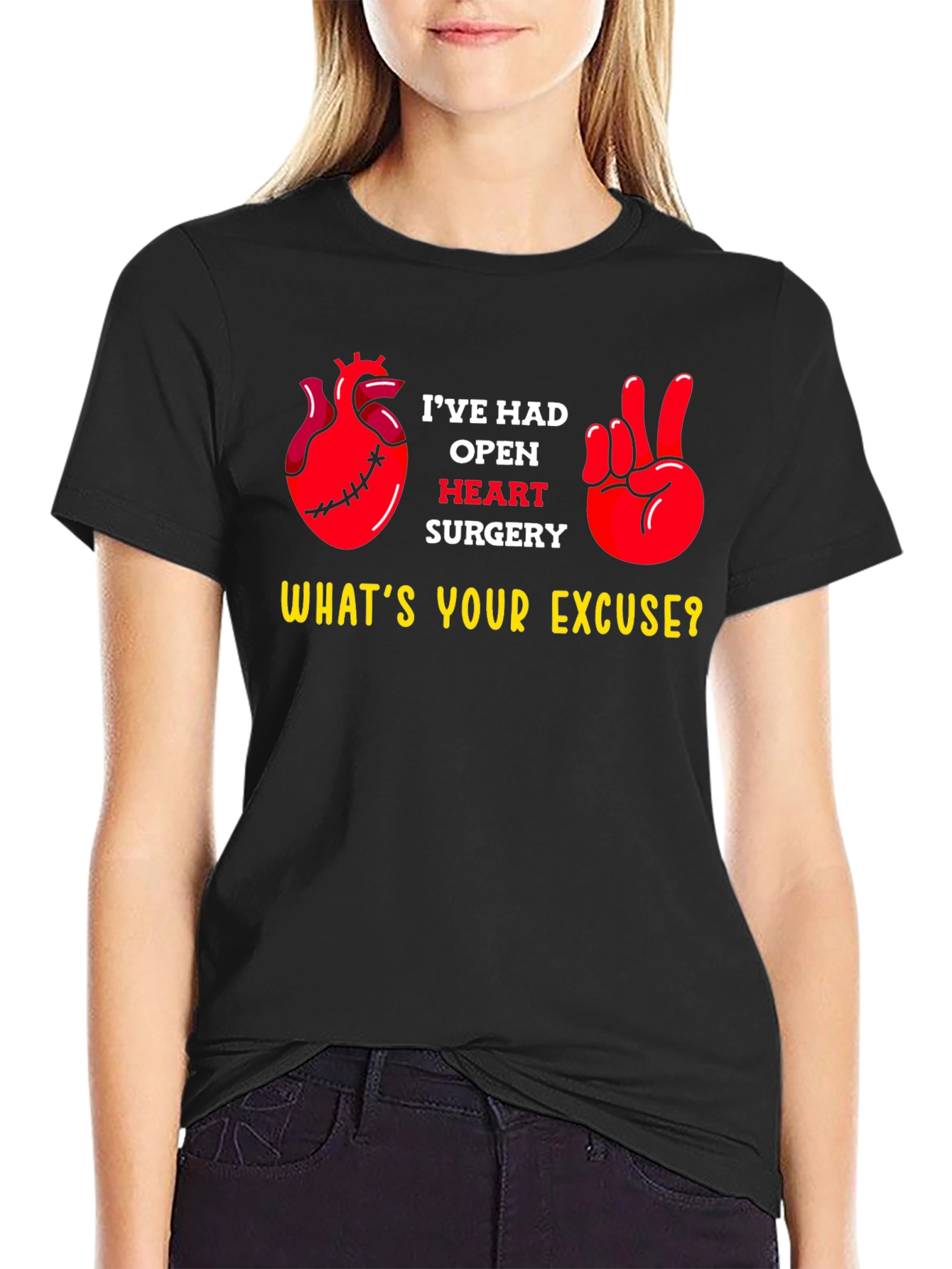 Black Open Heart Surgery Excuse T-Shirt view 2