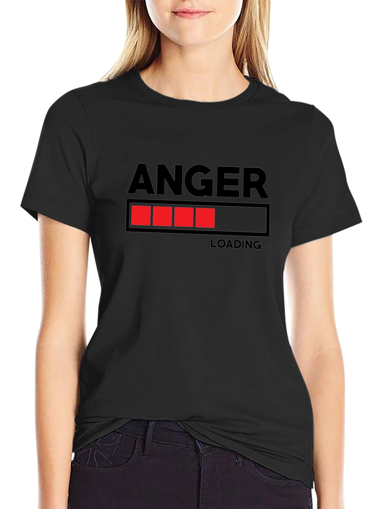 Black Anger Loading Funny Graphic T-Shirt view 2