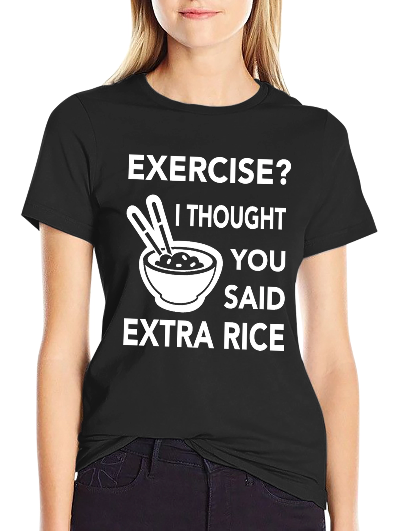Black Exercise? Extra Rice Black Graphic Tee view 2