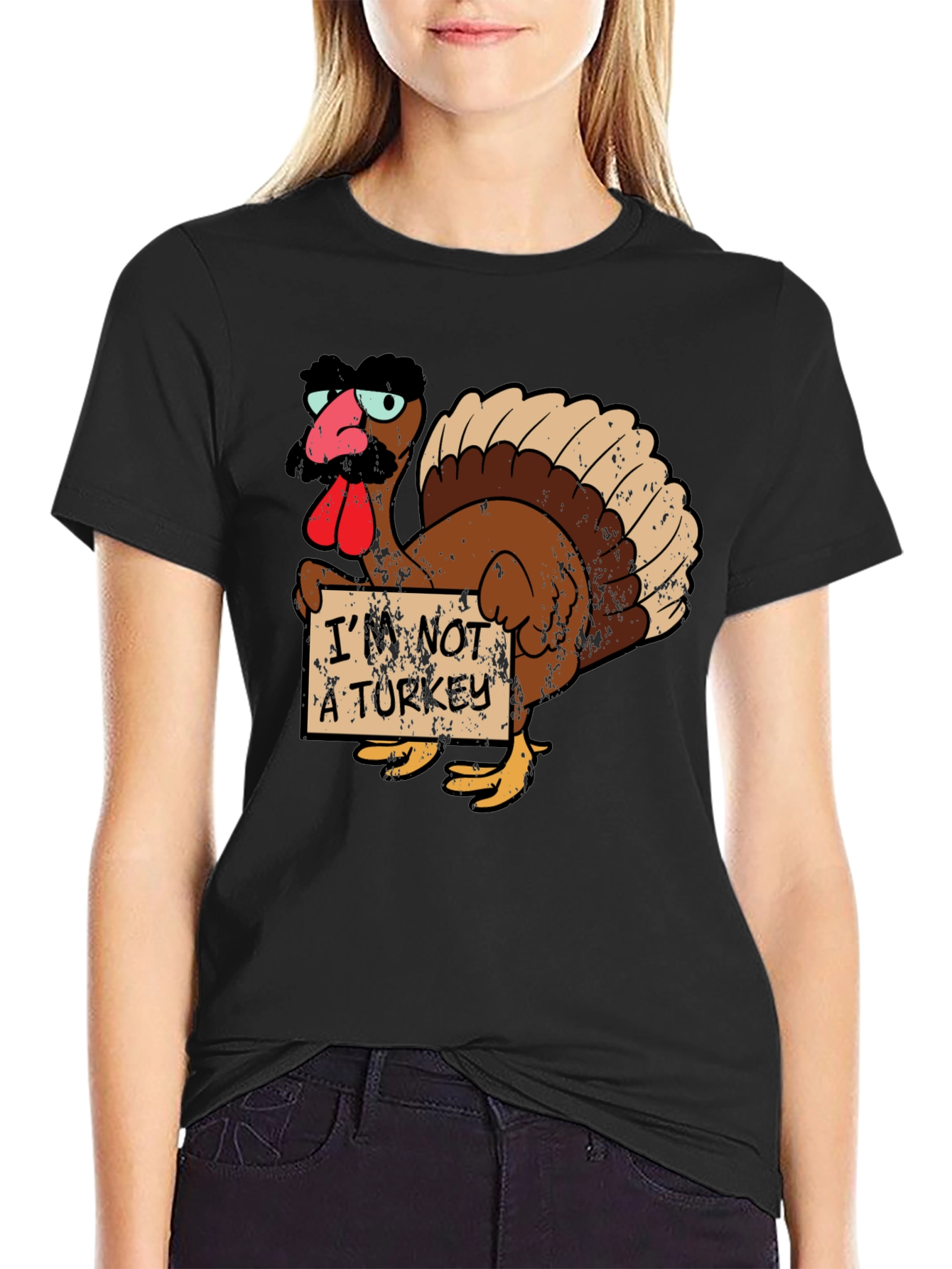 Black Funny Turkey in Disguise T-Shirt - Thanksgiving Humor view 2