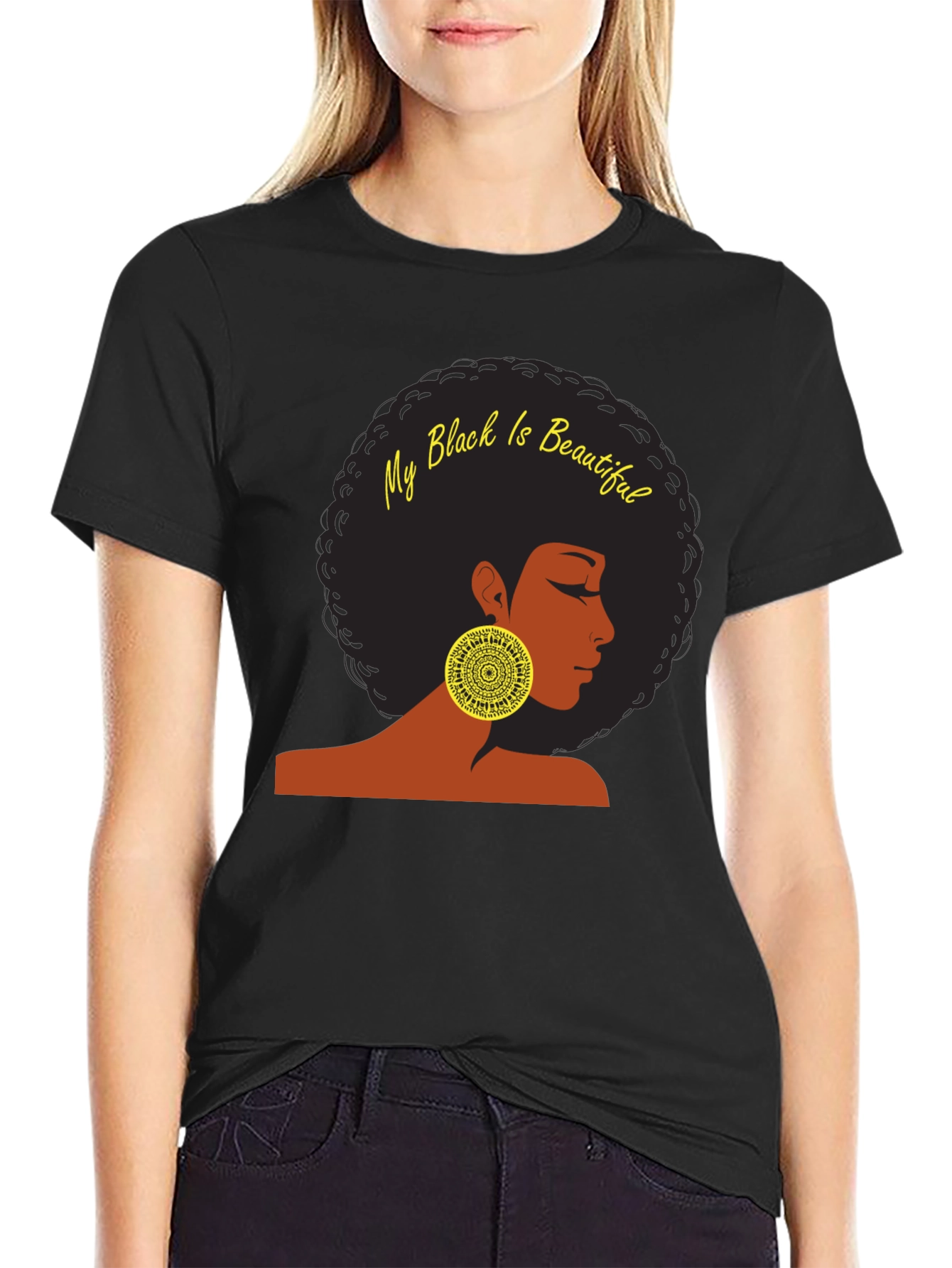 Black My Black is Beautiful T-Shirt - Afro Woman Design view 2