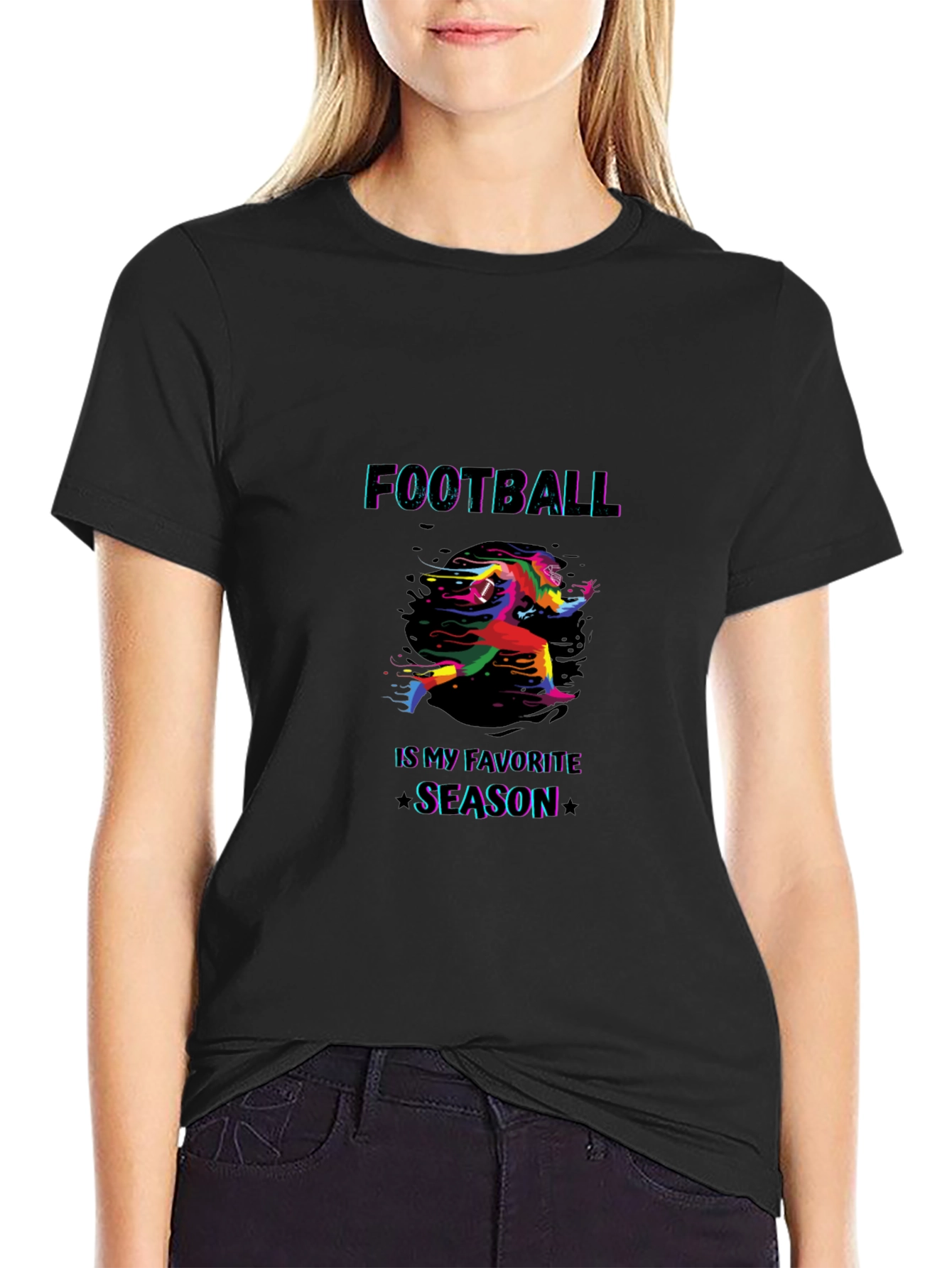 Black Football Is My Favorite Season Black Graphic Tee view 2