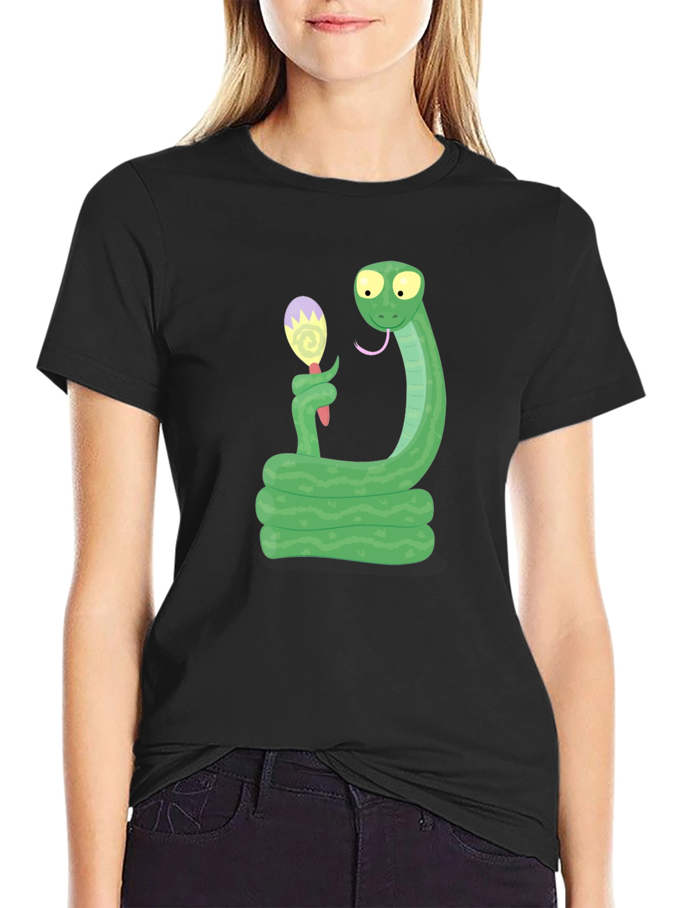 Black Snake Eating Ice Cream T-Shirt view 2