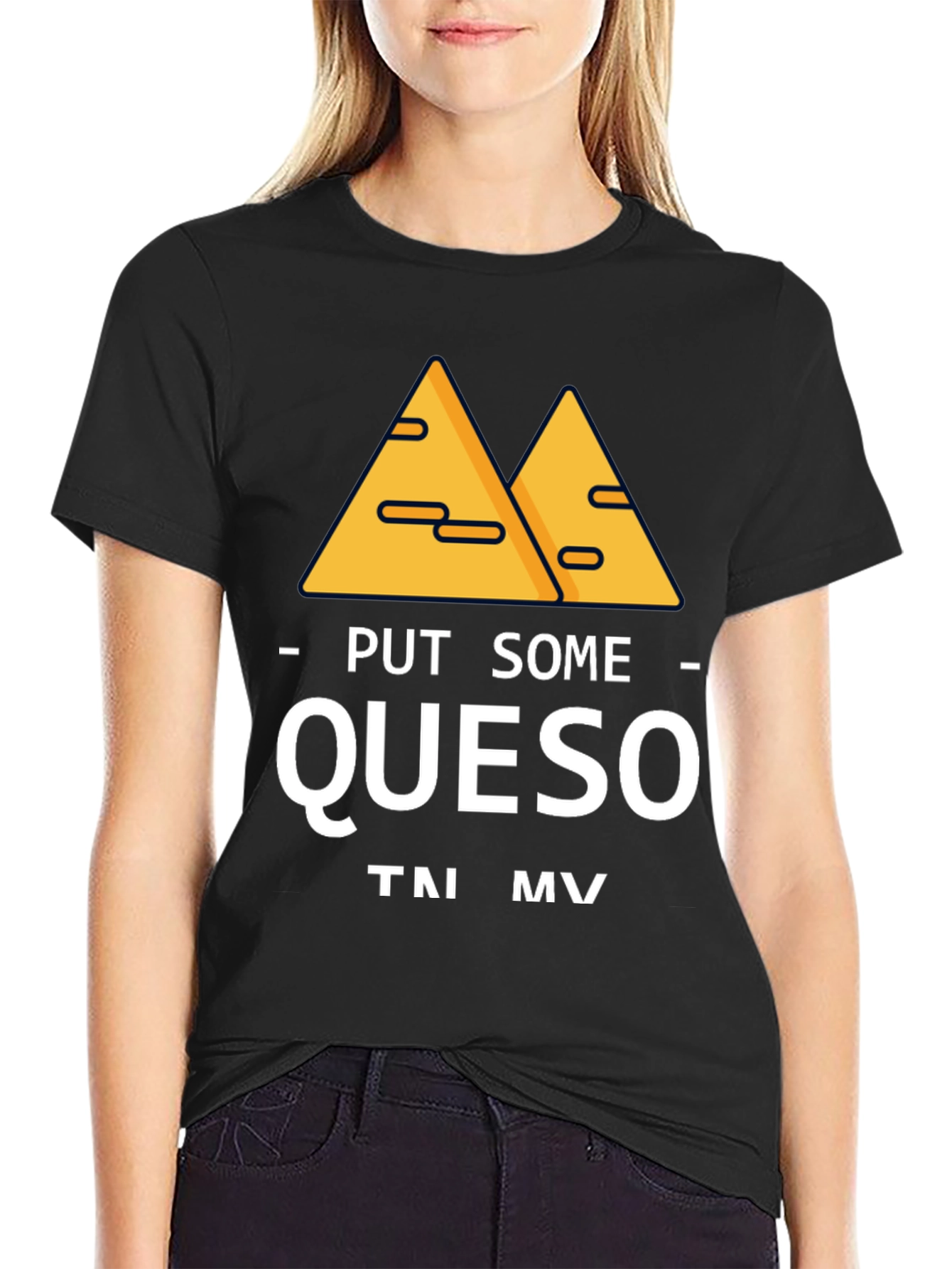 Black Put Some Queso T-Shirt Funny Foodie Tee view 2
