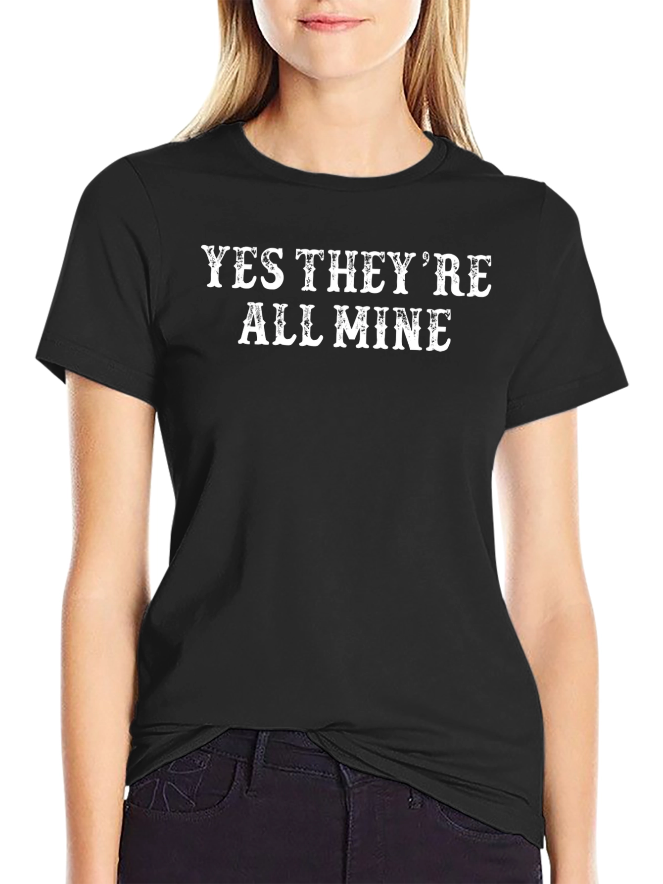 Black Funny "Yes They're All Mine" Black Graphic T-Shirt view 2