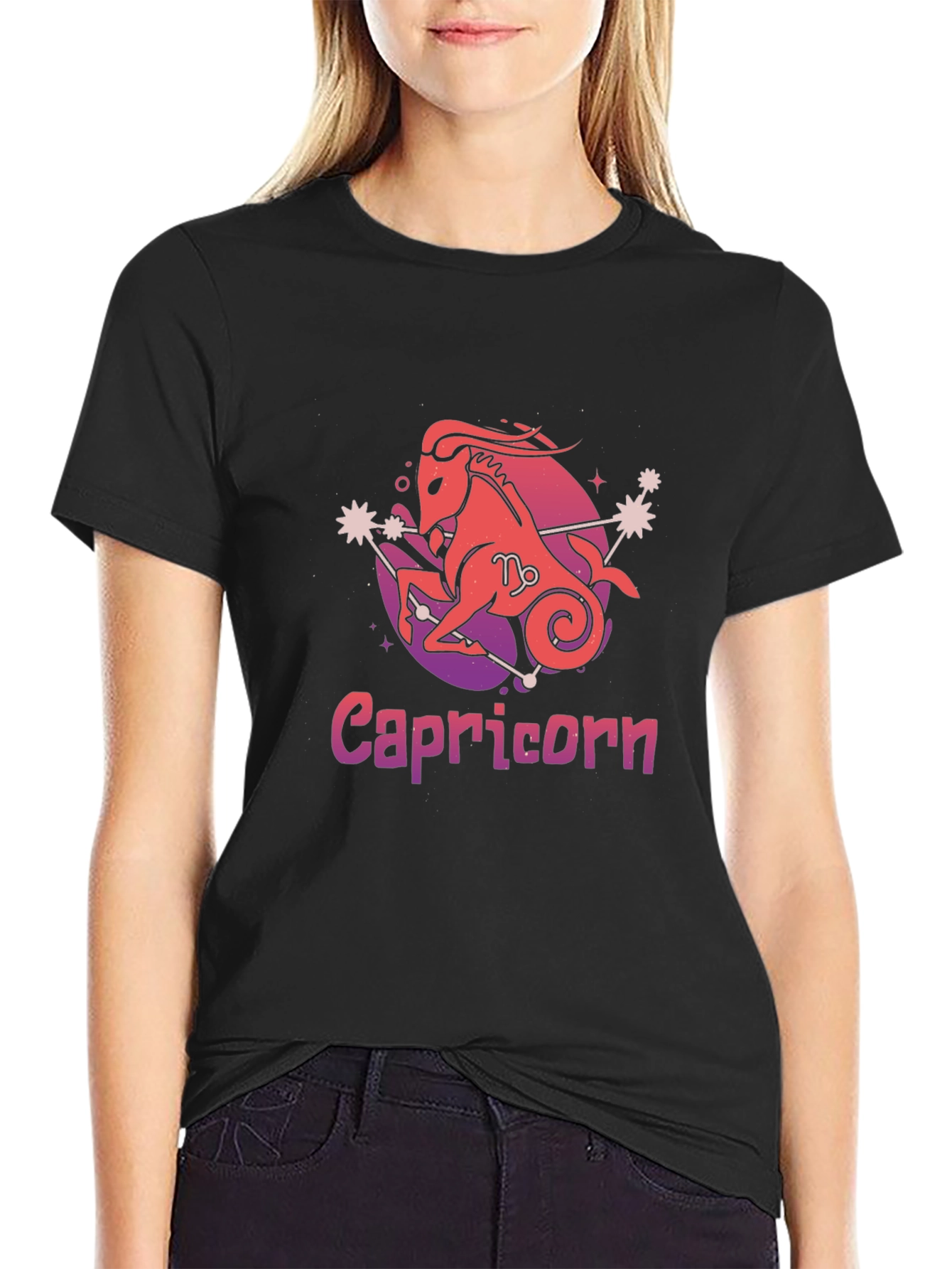 Black Capricorn Zodiac T-Shirt view 2