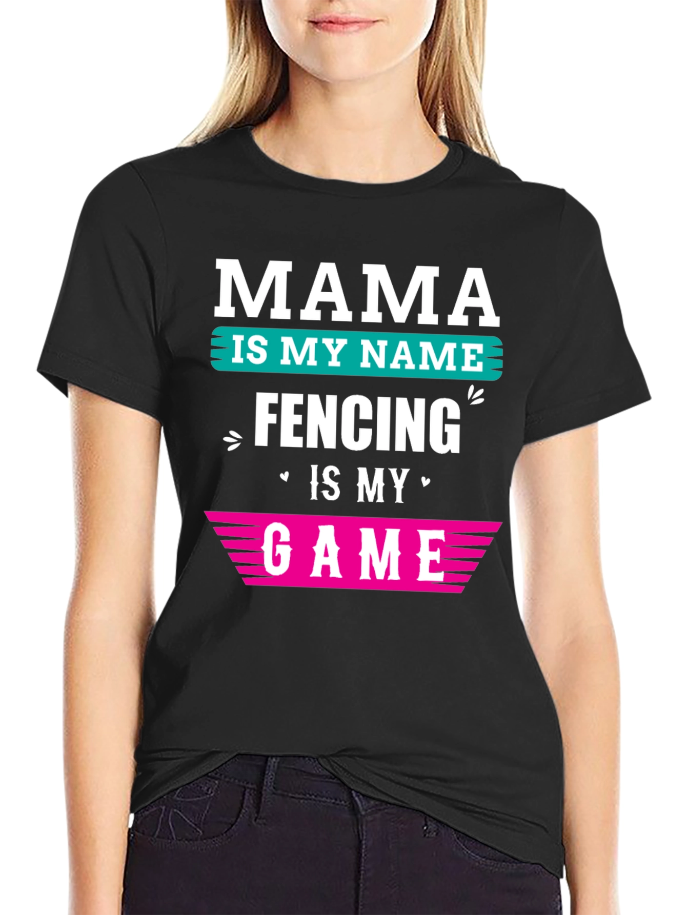 Black Mama Fencing Game T-Shirt view 2