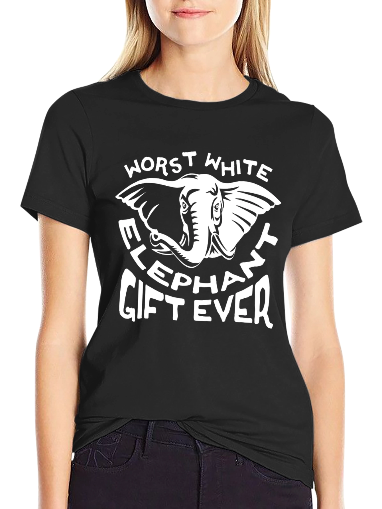 Black Worst White Elephant Gift Ever T-Shirt view 2