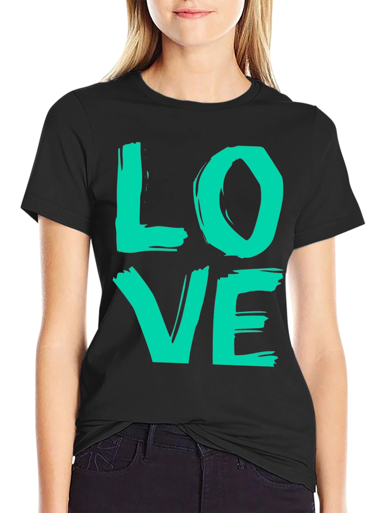Black Love Graphic T-Shirt - Trendy Casual Tee view 2