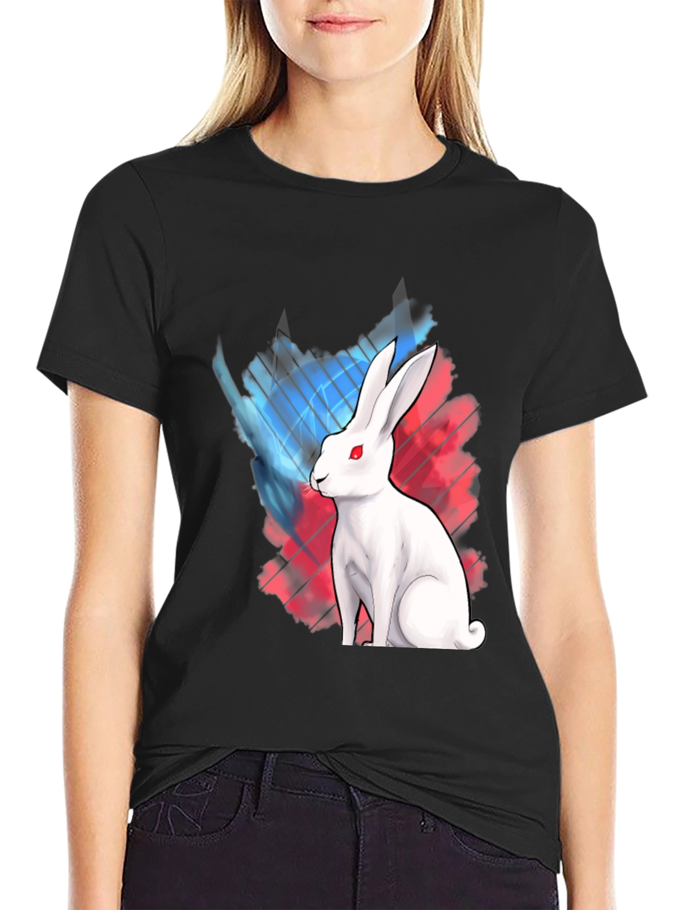 Black Rabbit Graphic Tee - Black Cotton Blend view 2