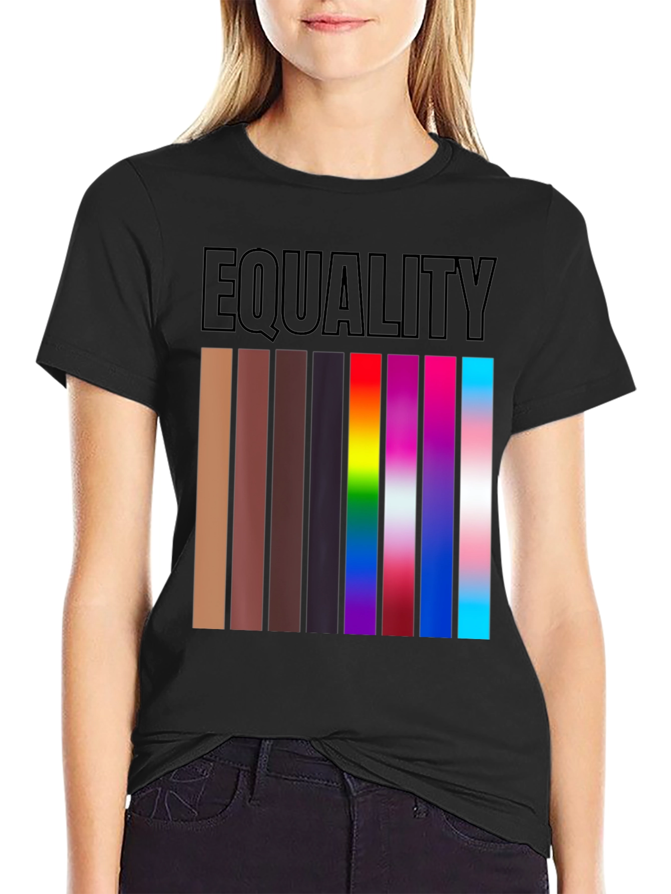 Black Equality T-Shirt Diverse Skin Tones & LGBTQ+ Pride view 2