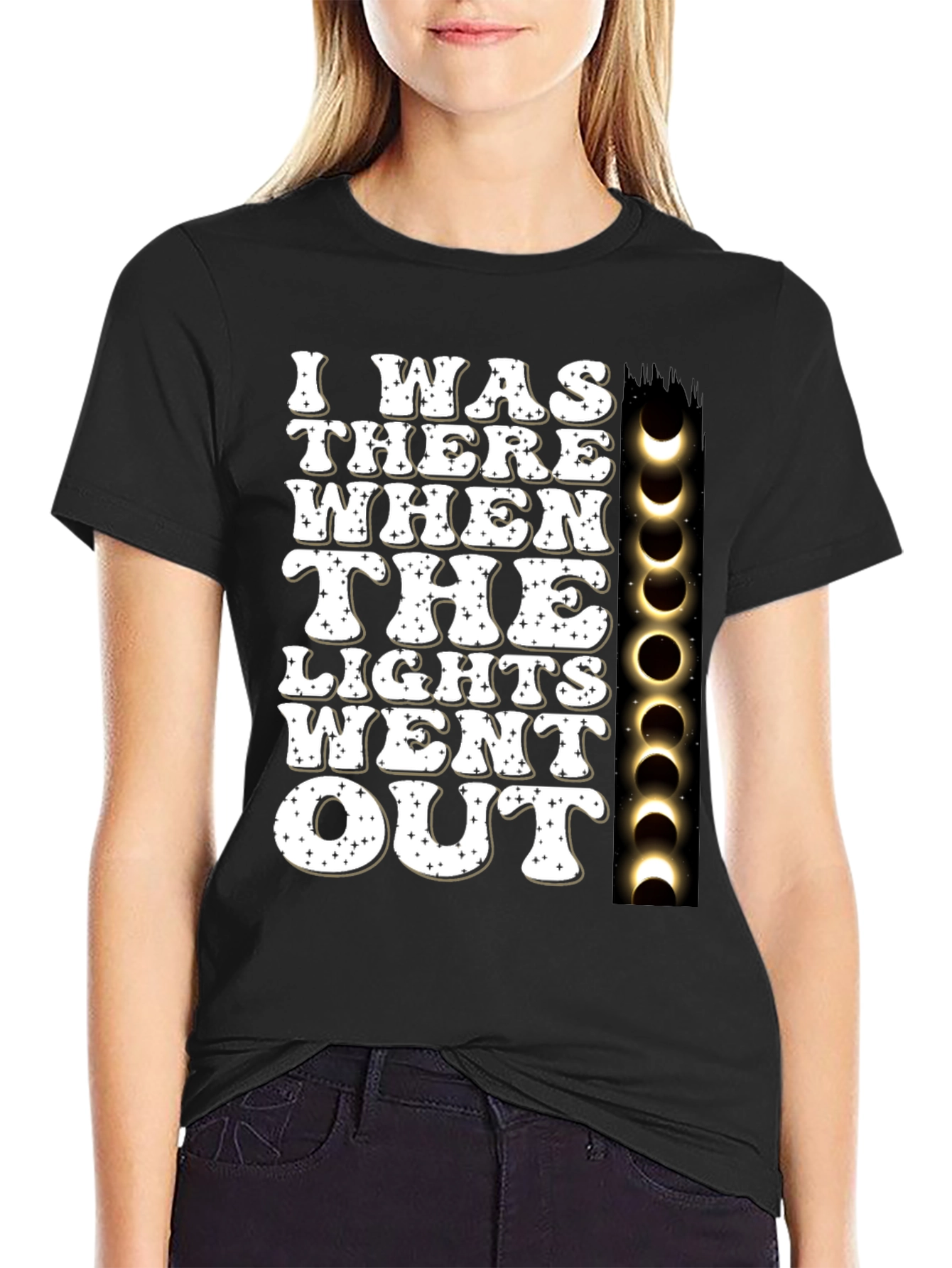 Black I Was There When The Lights Went Out T-Shirt view 2