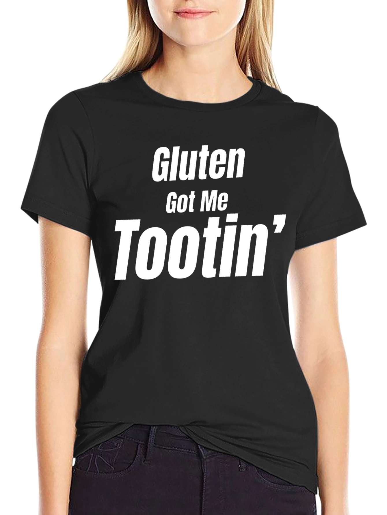 Black Gluten Got Me Tootin' Black T-Shirt view 2