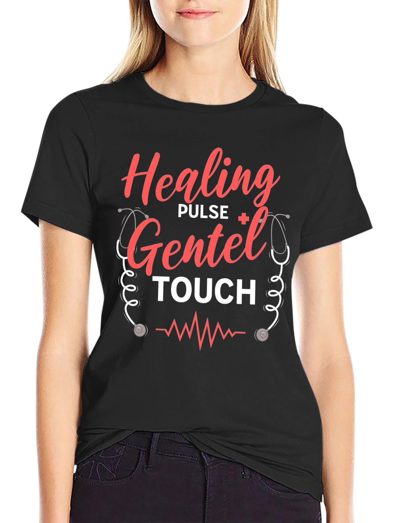 Black Healing Pulse Gentel Touch T-Shirt - Black view 2