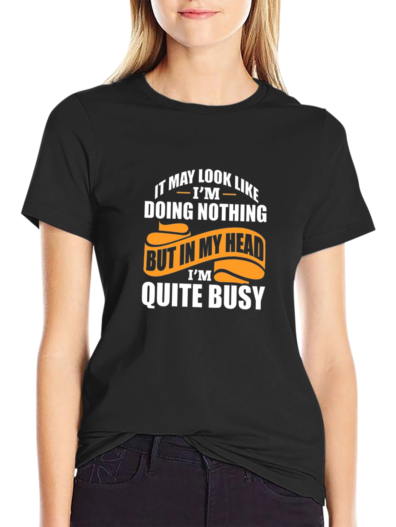 Black Funny "Doing Nothing" Graphic T-Shirt view 2