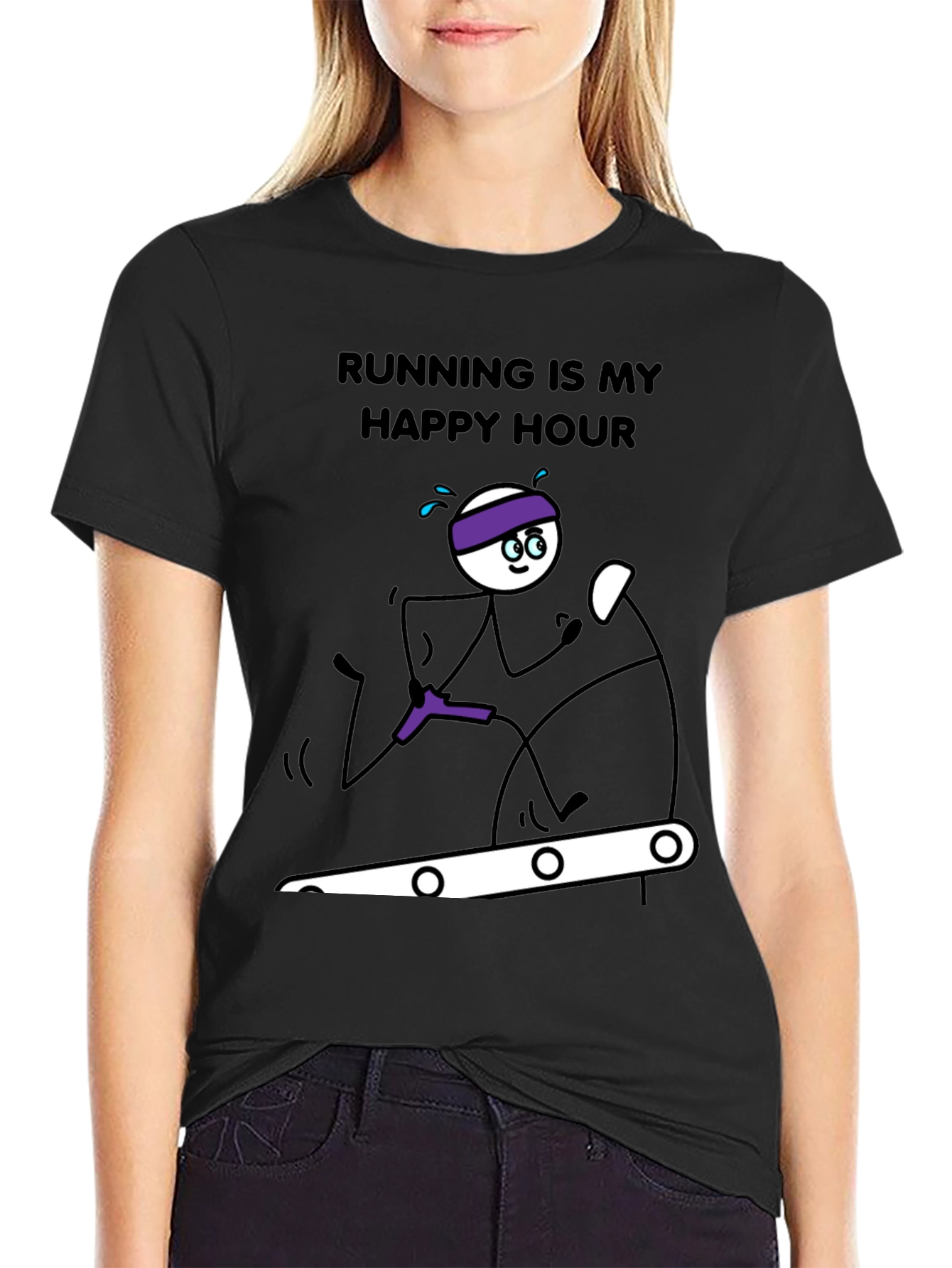 Black Running is My Happy Hour T-Shirt view 2