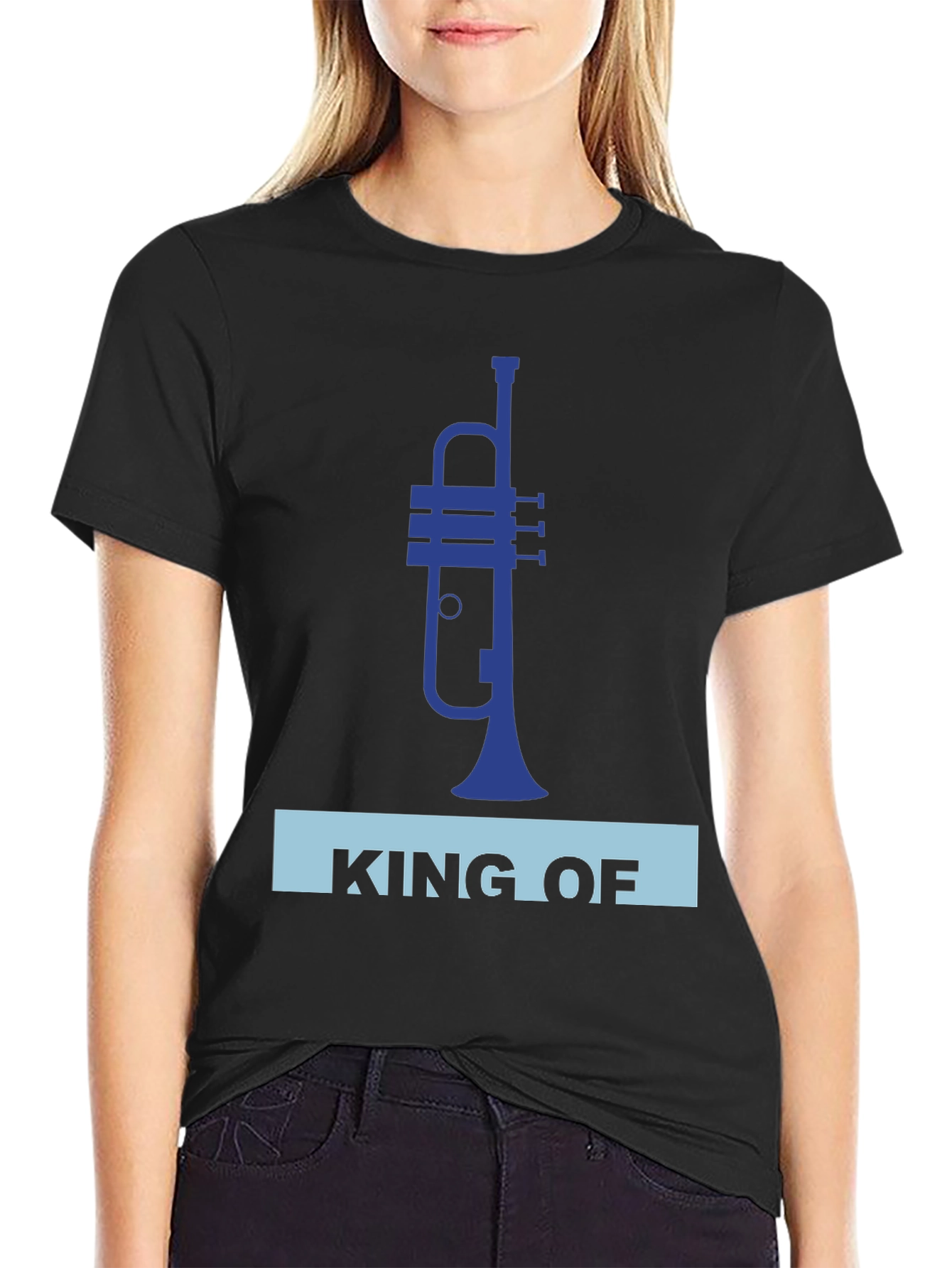 Black King of Trumpet T-Shirt - Musical Instrument Tee view 2