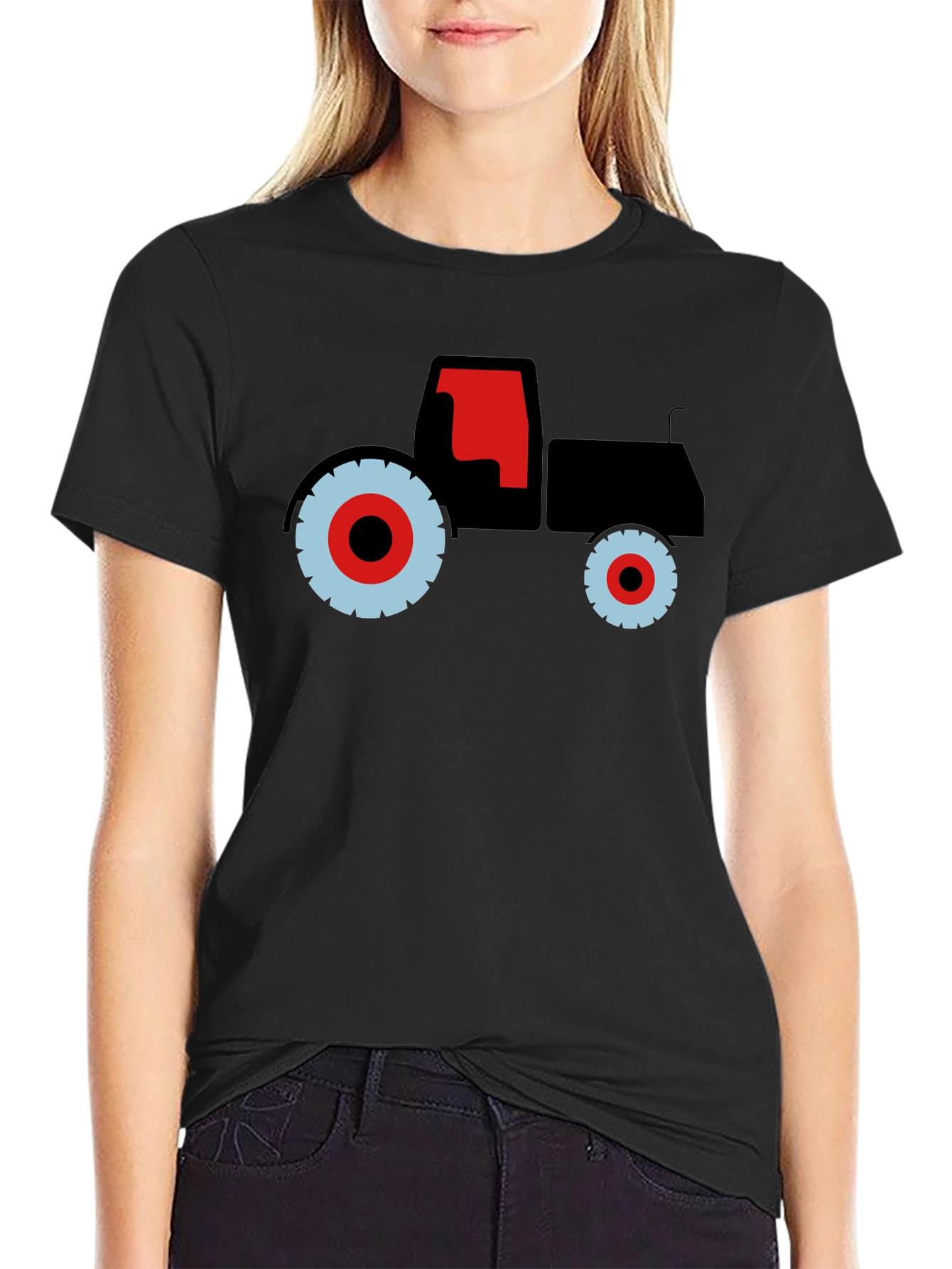 Black Tractor Graphic Tee - Bold Farm Vehicle Design view 2