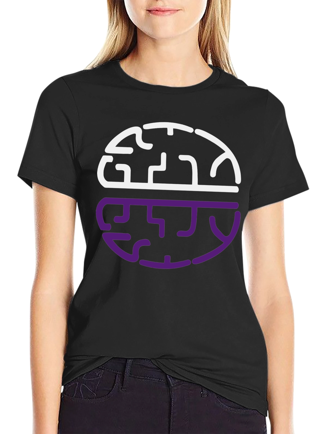 Black Brain Tease Graphic Tee - Black Cotton Blend Shirt view 2