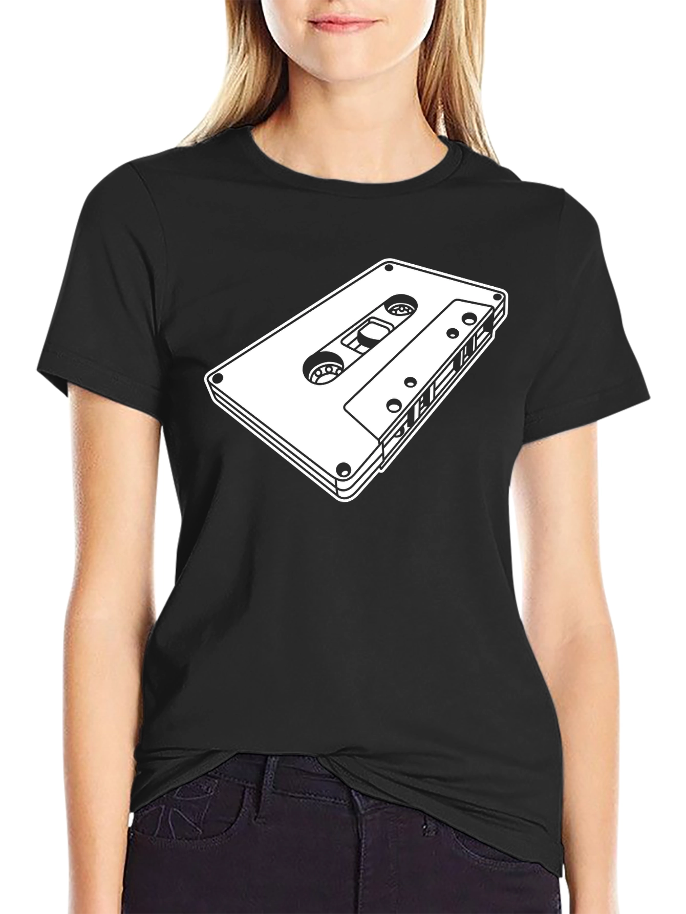 Black Retro Cassette Tape Graphic Tee - Black view 2