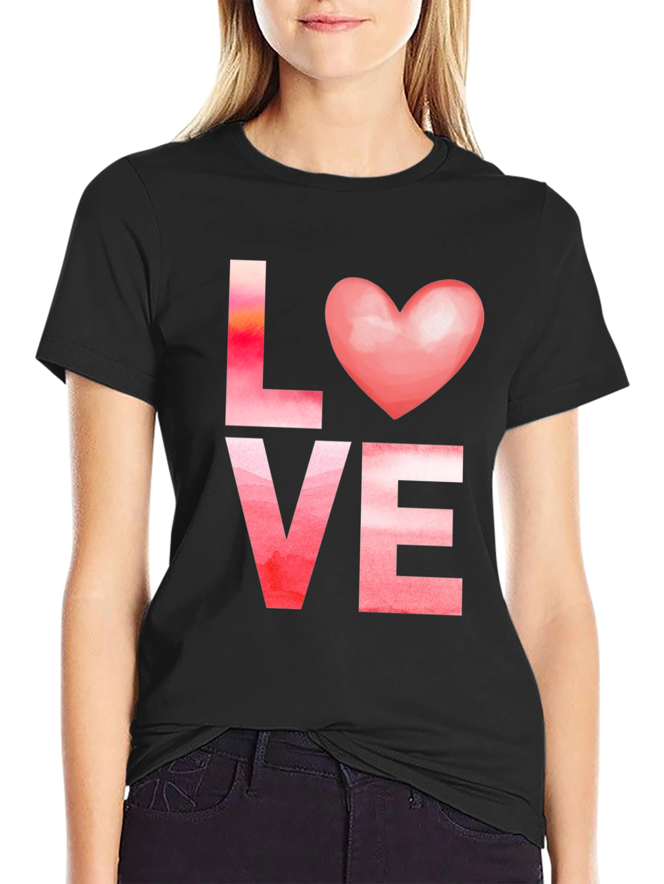 Black Love Heart Valentine T-Shirt view 2