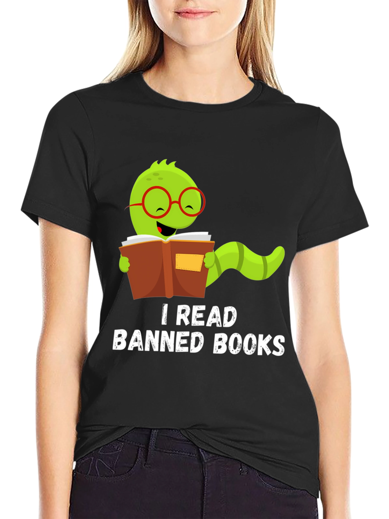 Black I Read Banned Books T-Shirt view 2