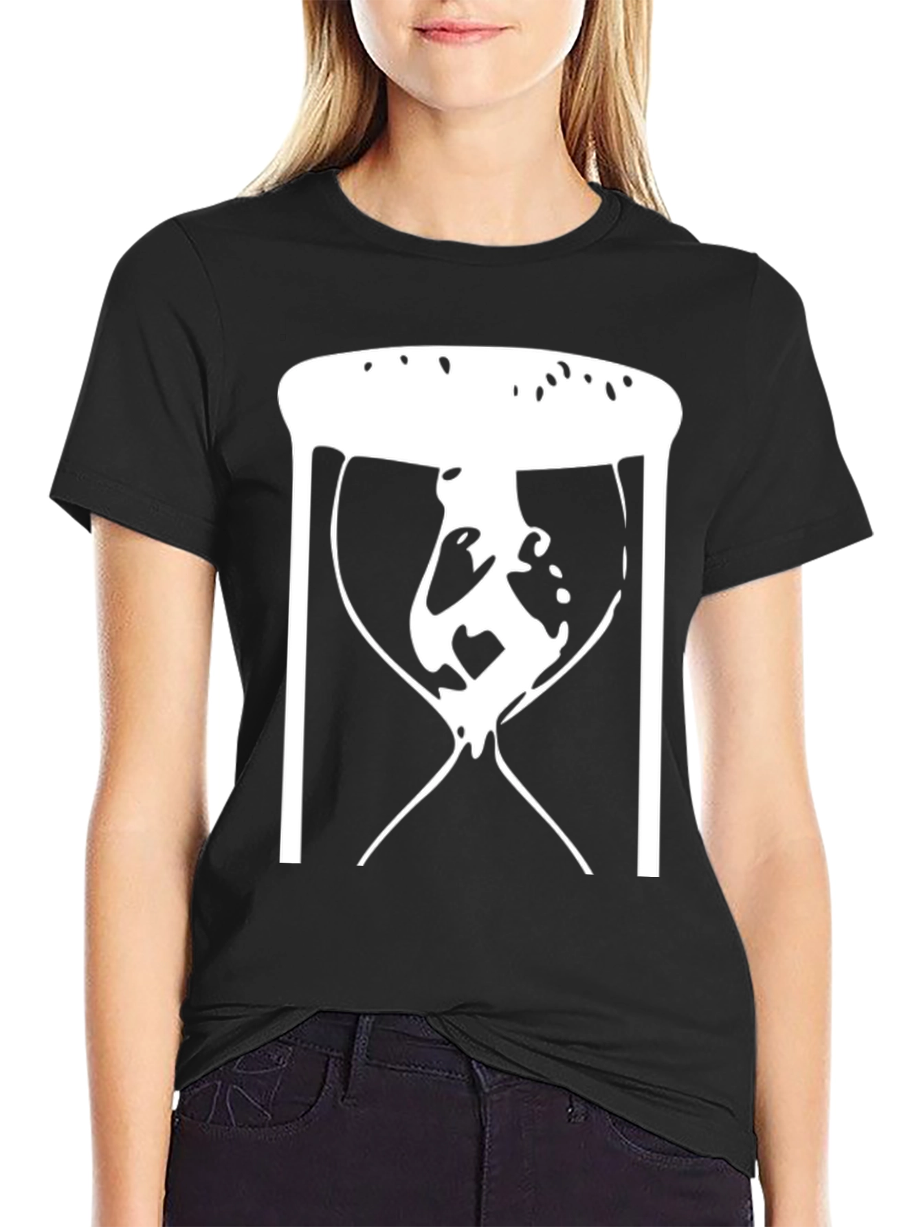 Black Abstract Hourglass Graphic Tee - Black Unisex T-Shirt view 2
