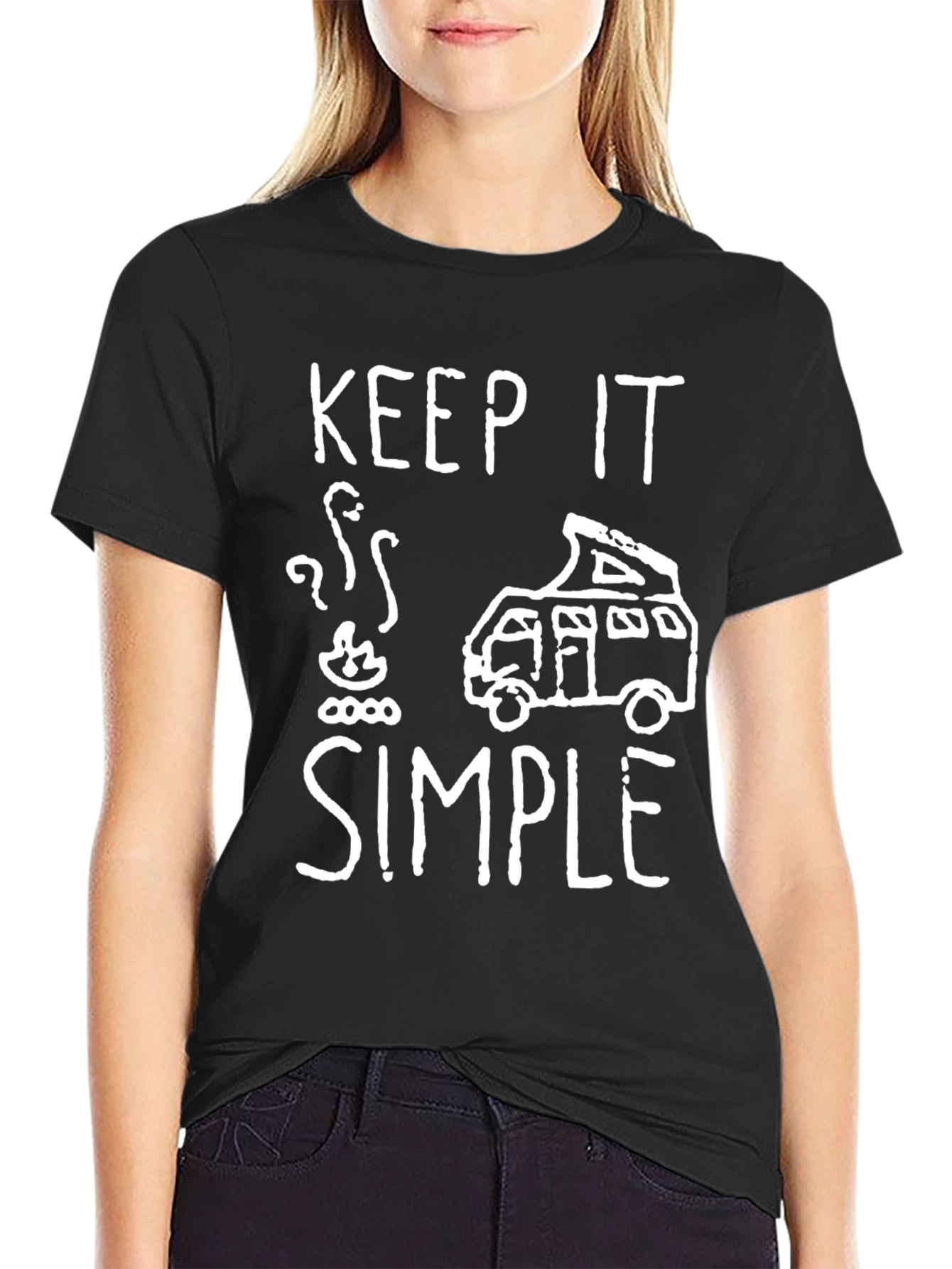 Black Keep It Simple Camper T-Shirt view 2