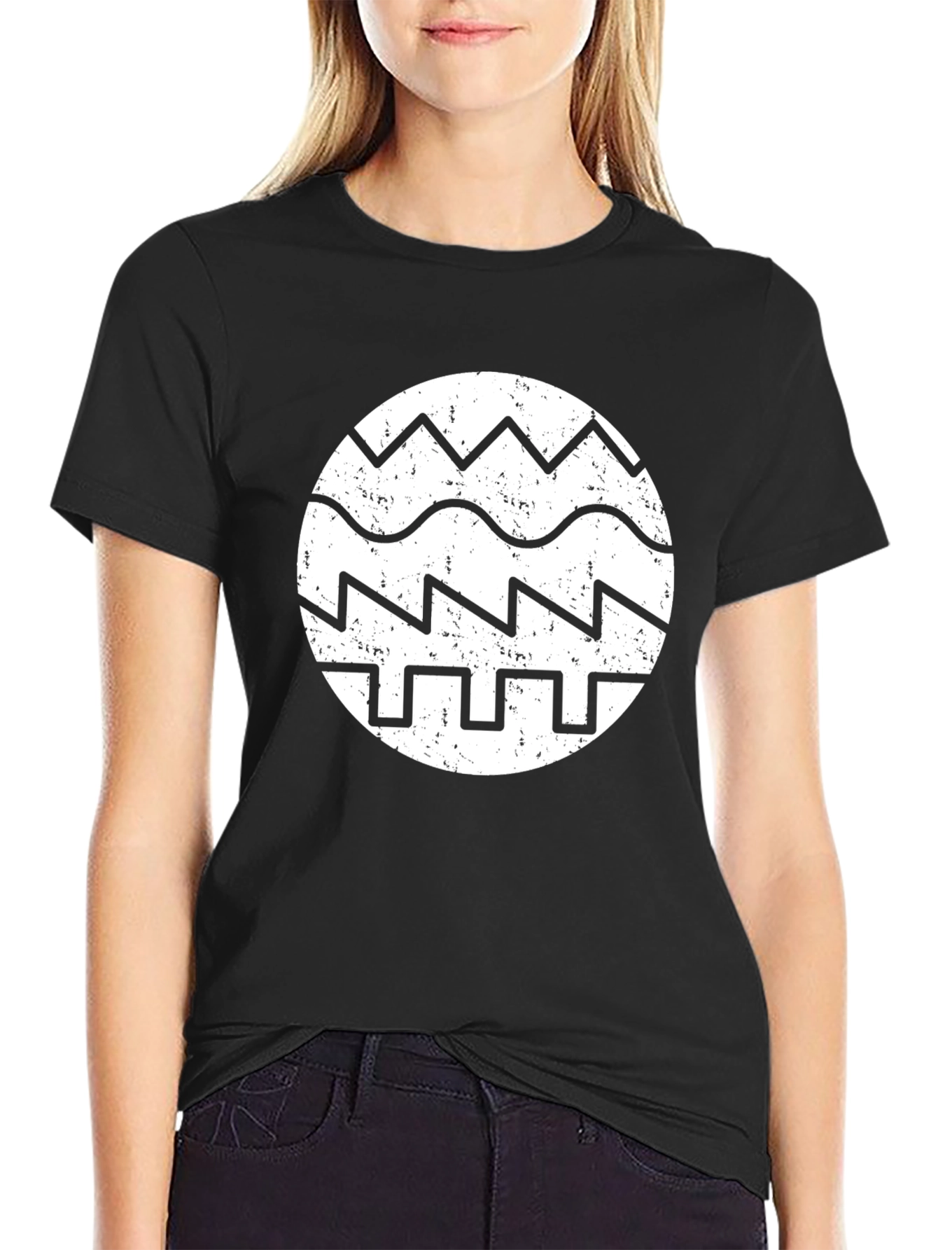 Black Retro Waveform Graphic Tee - Black Cotton view 2