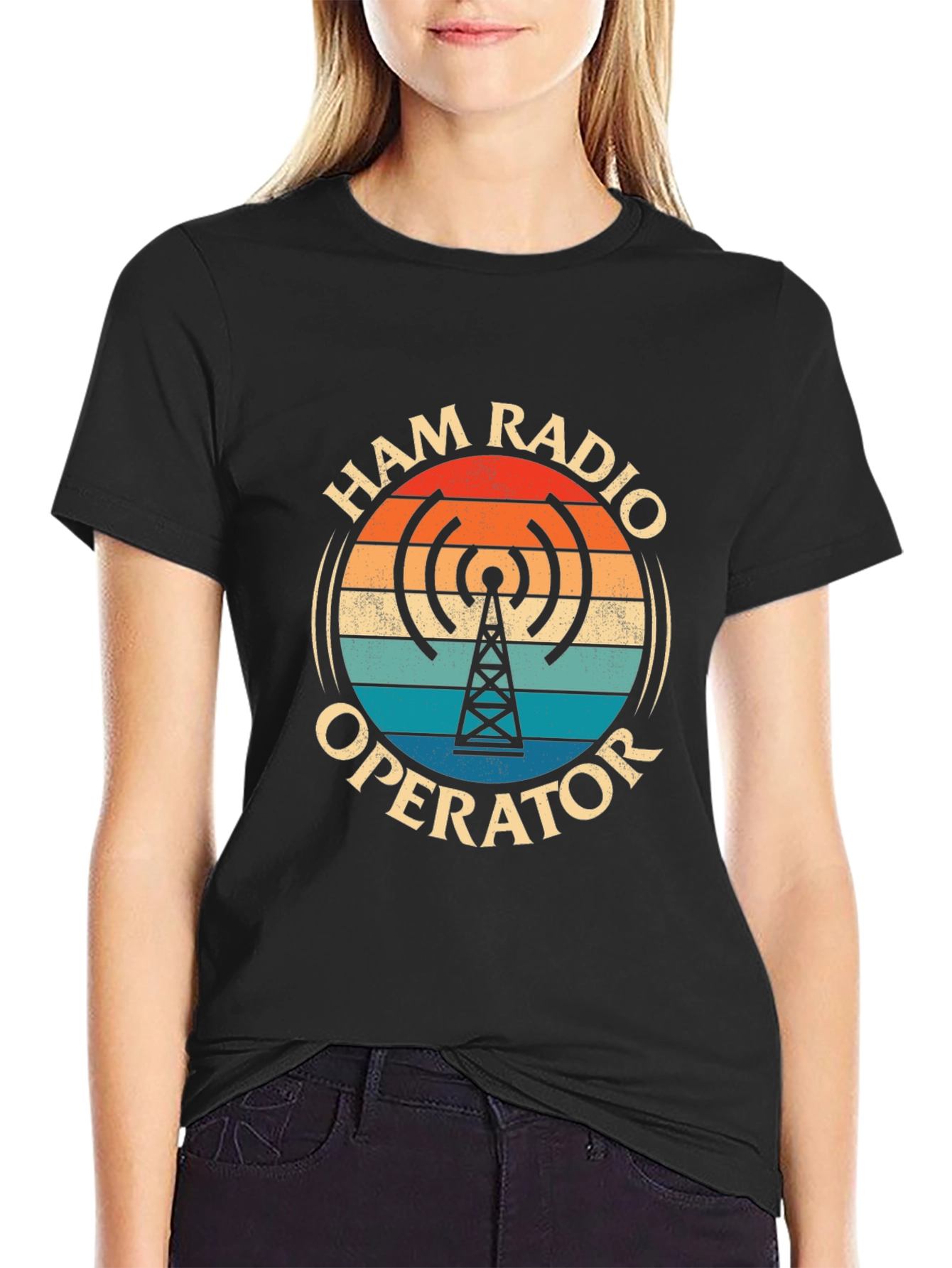 Black Ham Radio Operator T-Shirt - Vintage Design view 2
