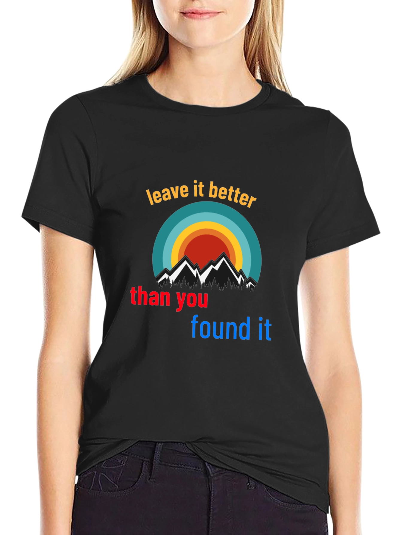 Black Leave It Better T-Shirt - Nature Mountains Graphic view 2