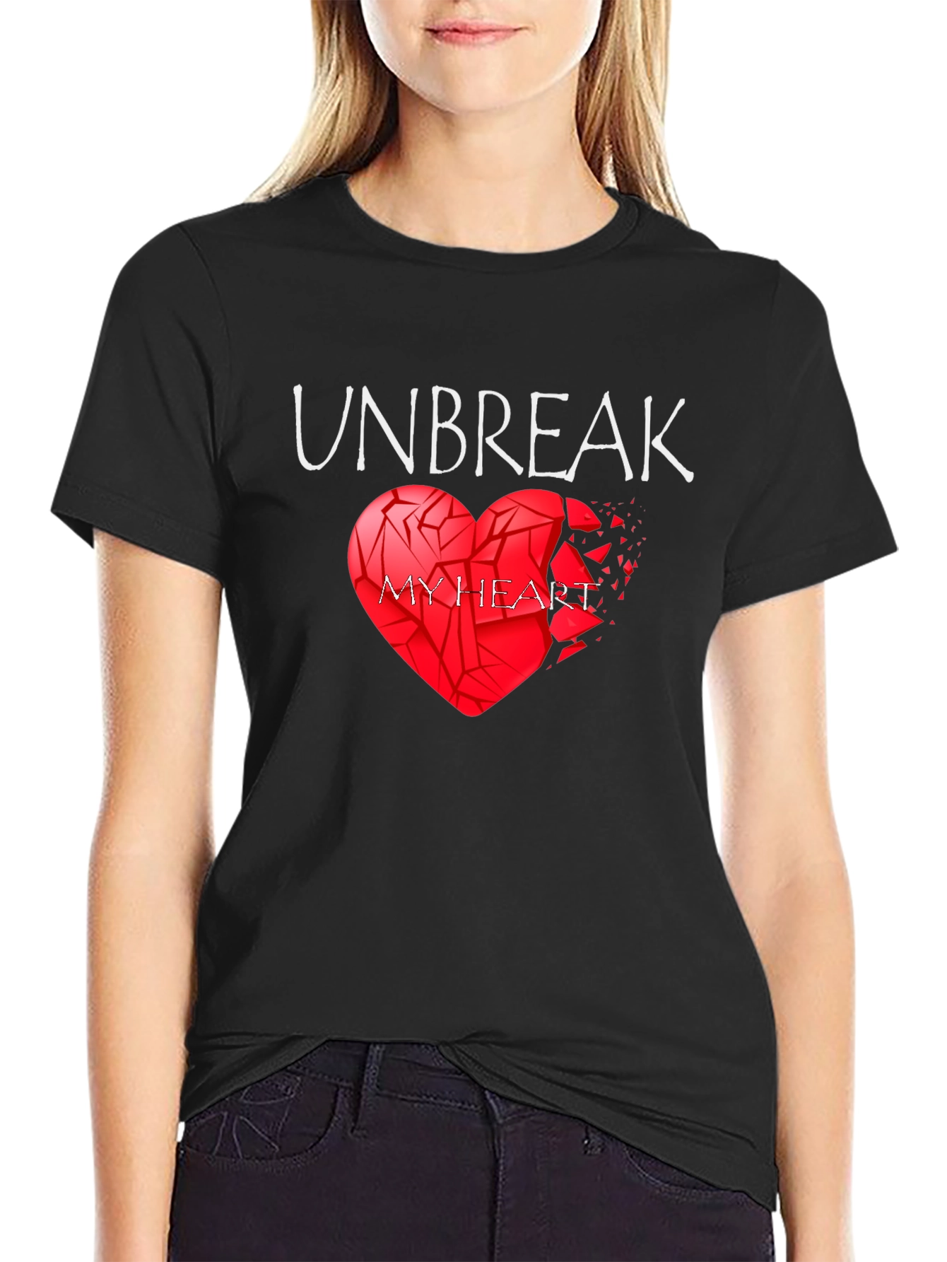 Black Unbreak My Heart Graphic Tee - Trendy Comfort Fit view 2