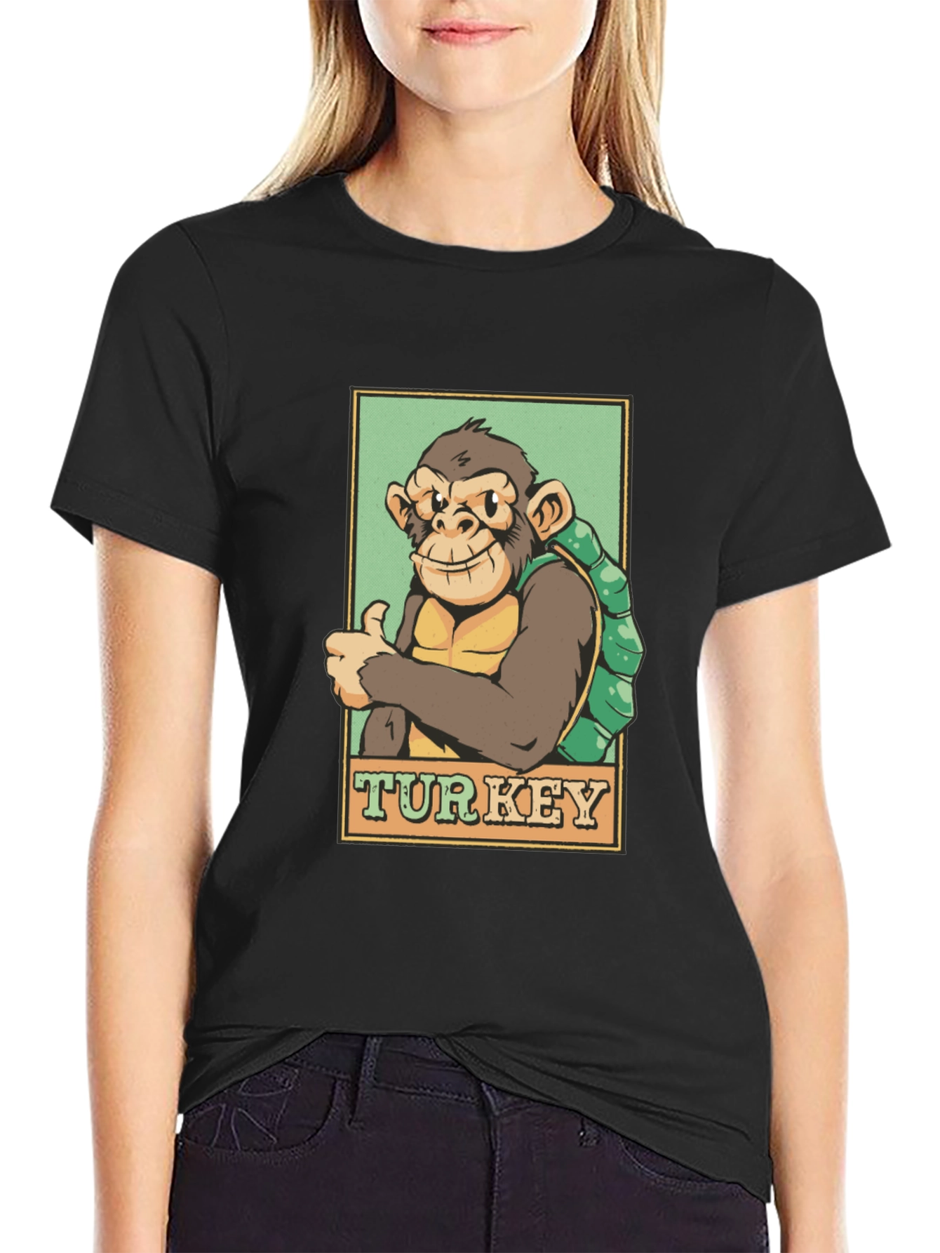 Black Monkey Turkey Graphic T-Shirt - Adventure Ready! view 2