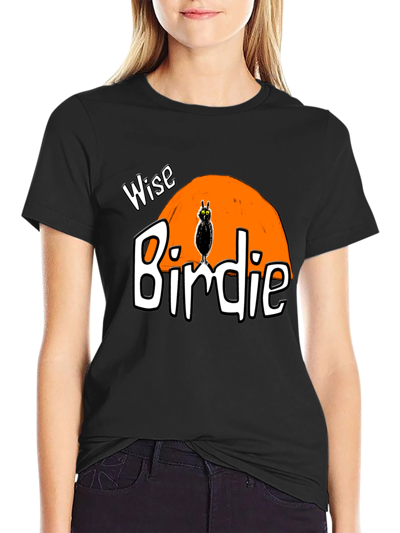 Black Wise Birdie Graphic T-Shirt - Unisex view 2
