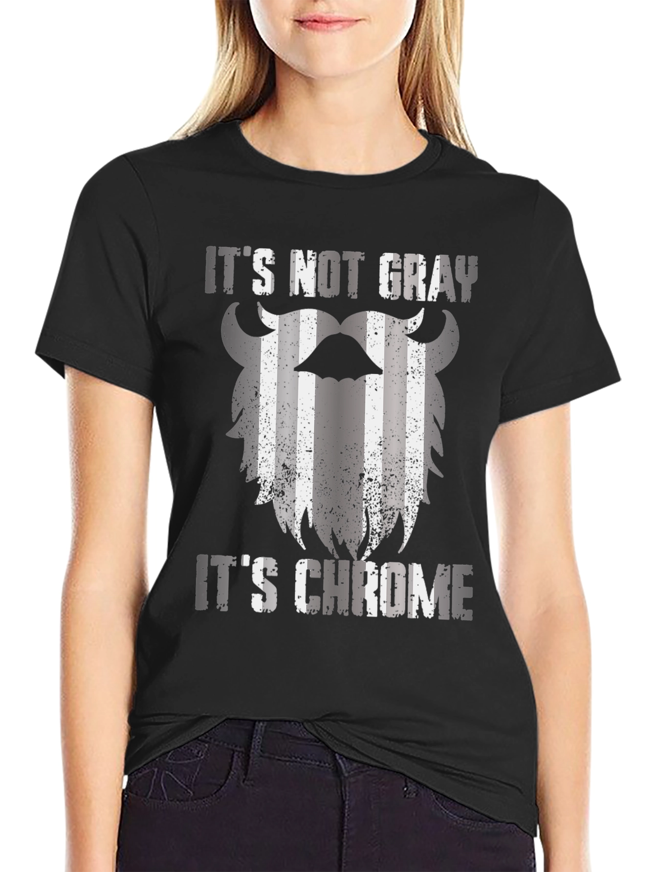 Black It's Not Gray It's Chrome Graphic T-Shirt view 2