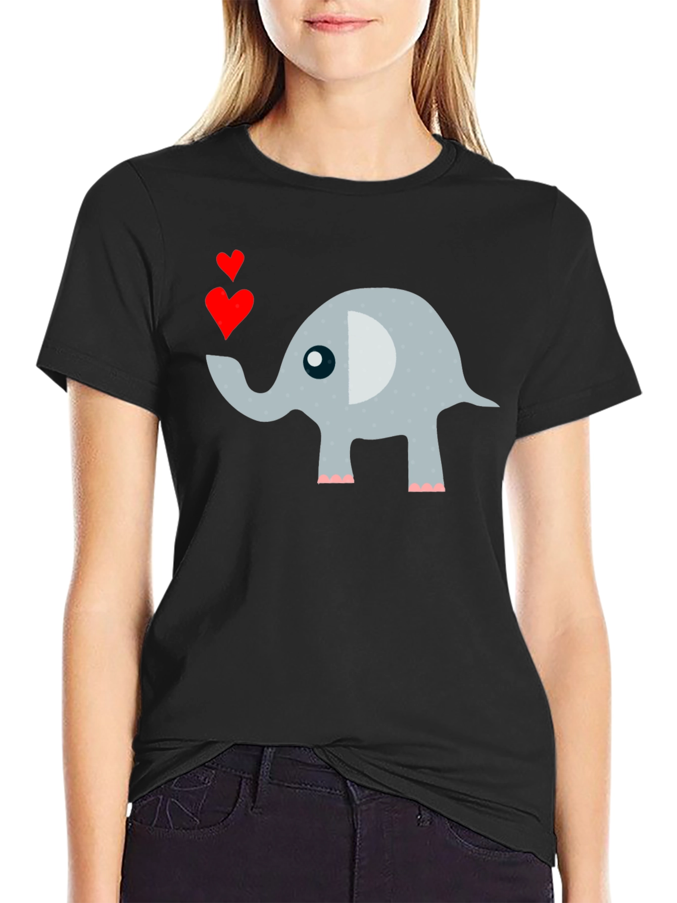 Black Elephant Love Men's T-Shirt Cute Animal Tee view 2
