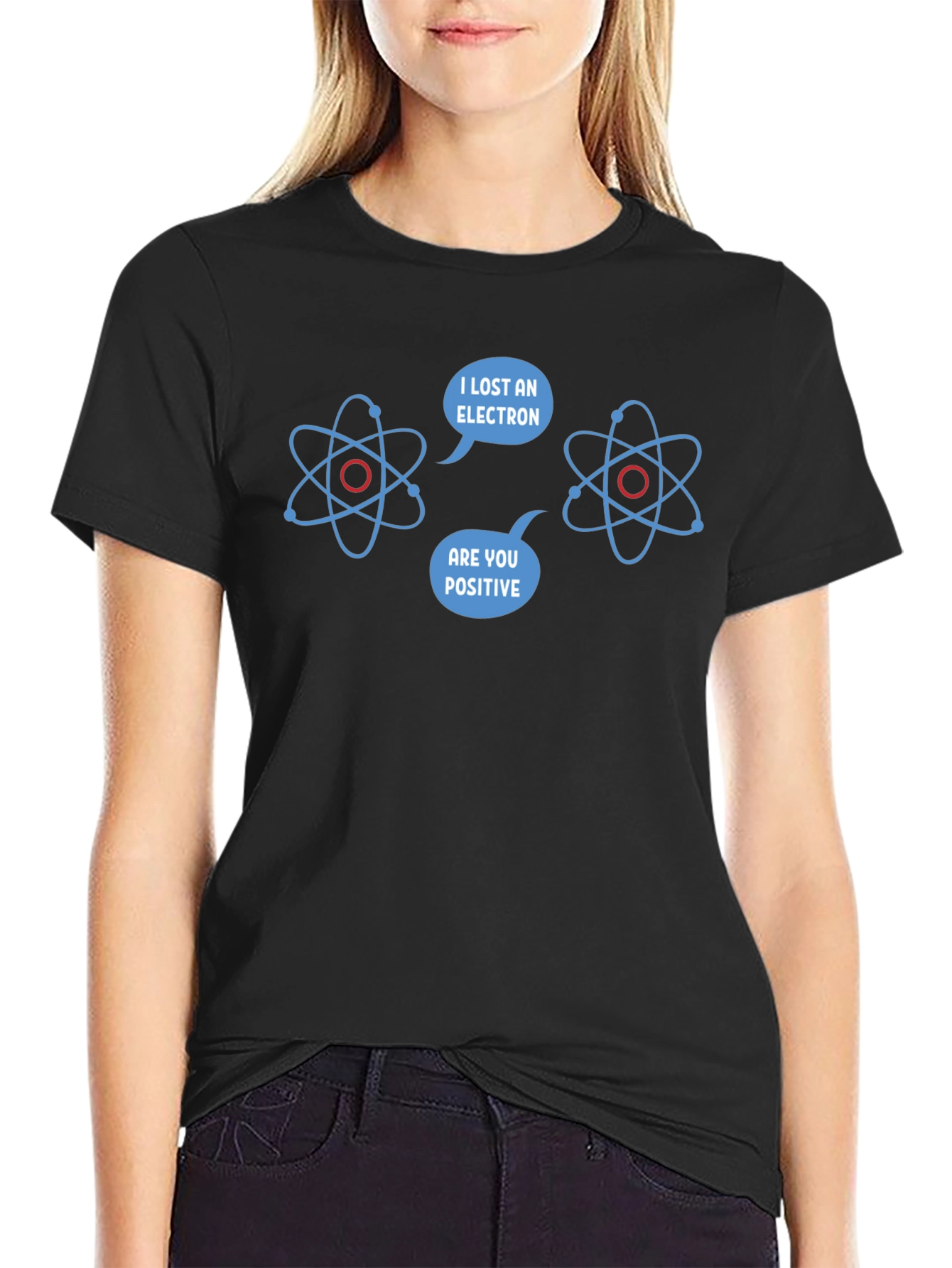 Black Lost Electron T-Shirt - Funny Science Humor Tee view 2
