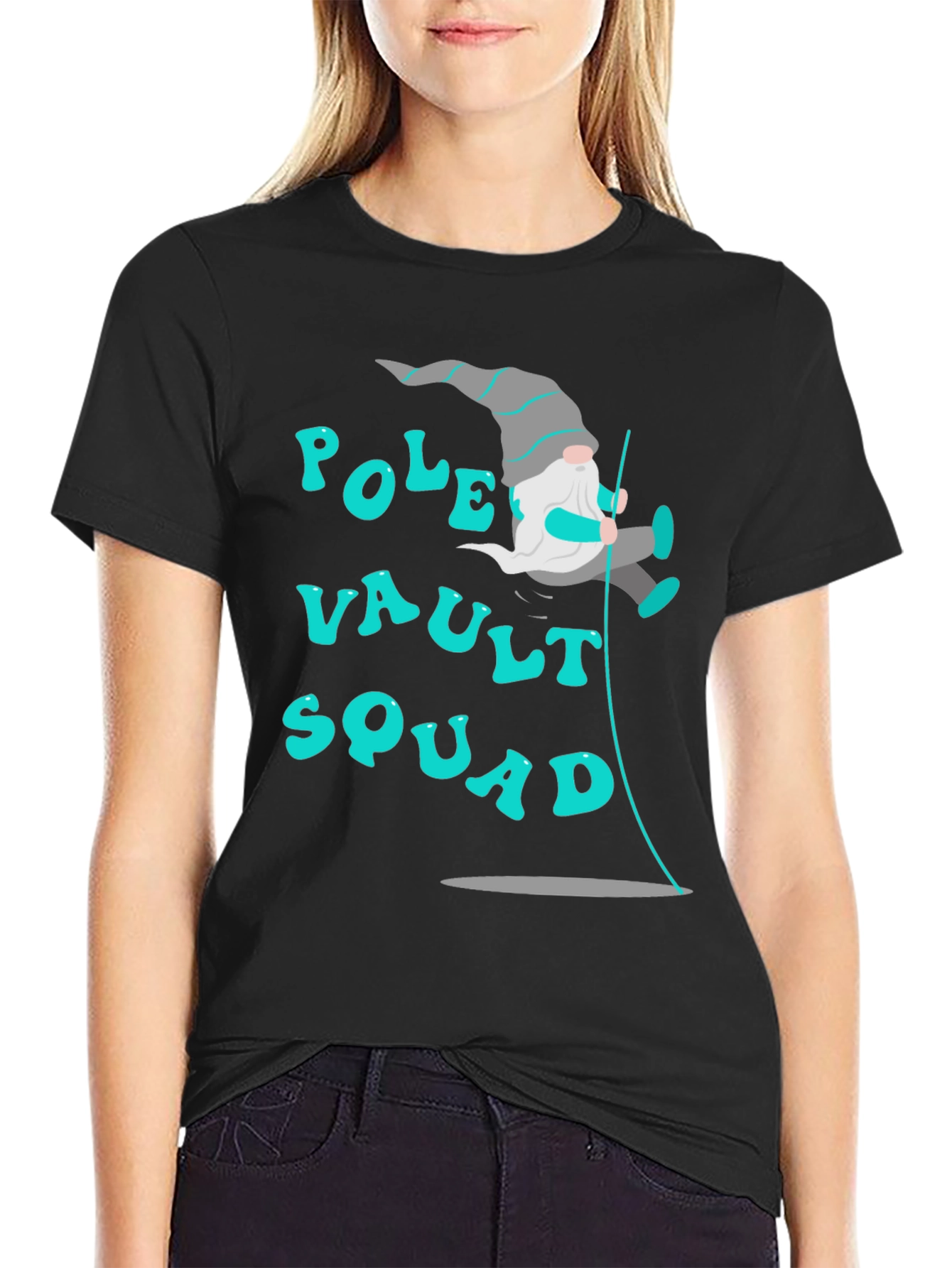 Black Pole Vault Squad T-Shirt - Unique Design view 2