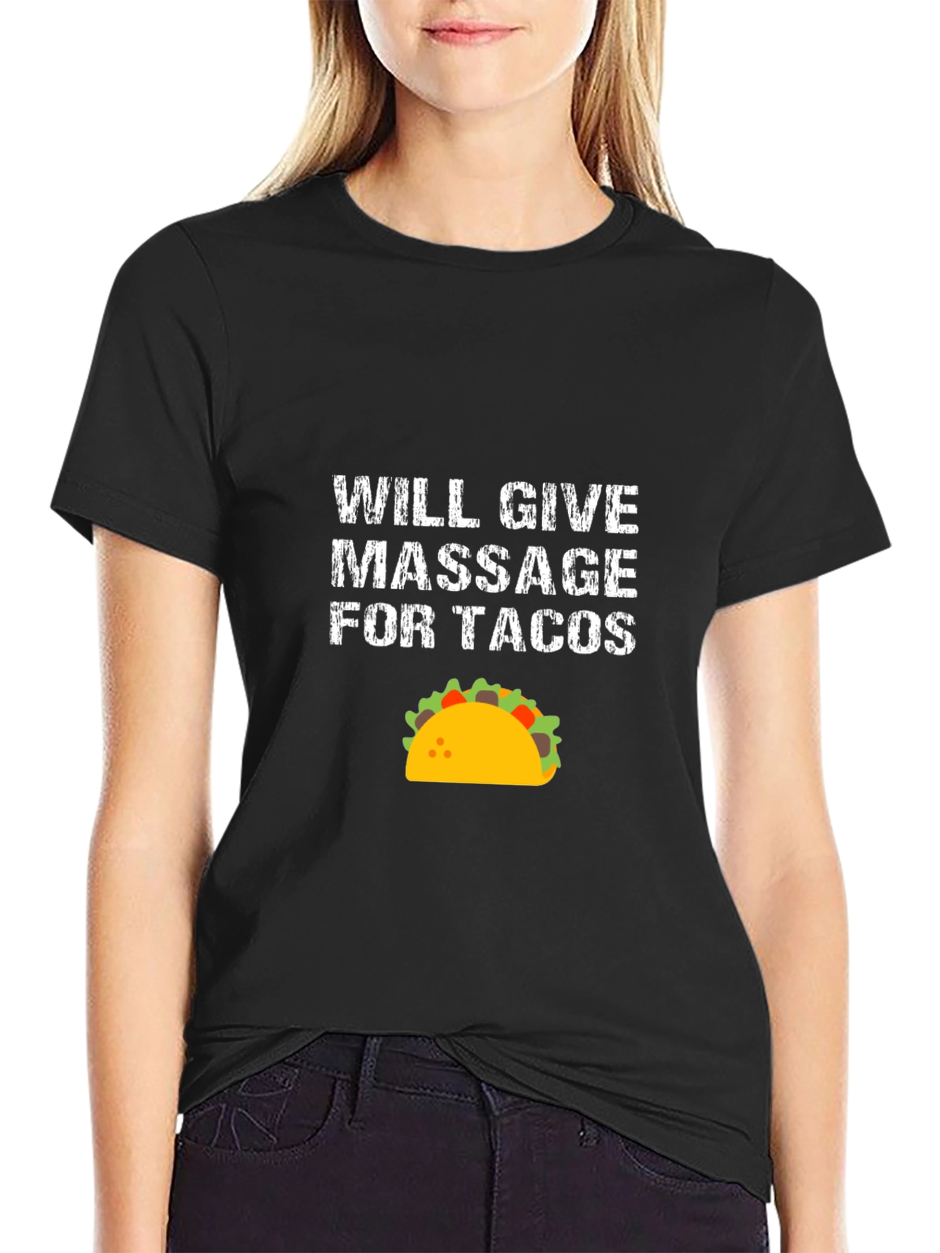 Black Will Give Massage For Tacos Funny T-Shirt view 2
