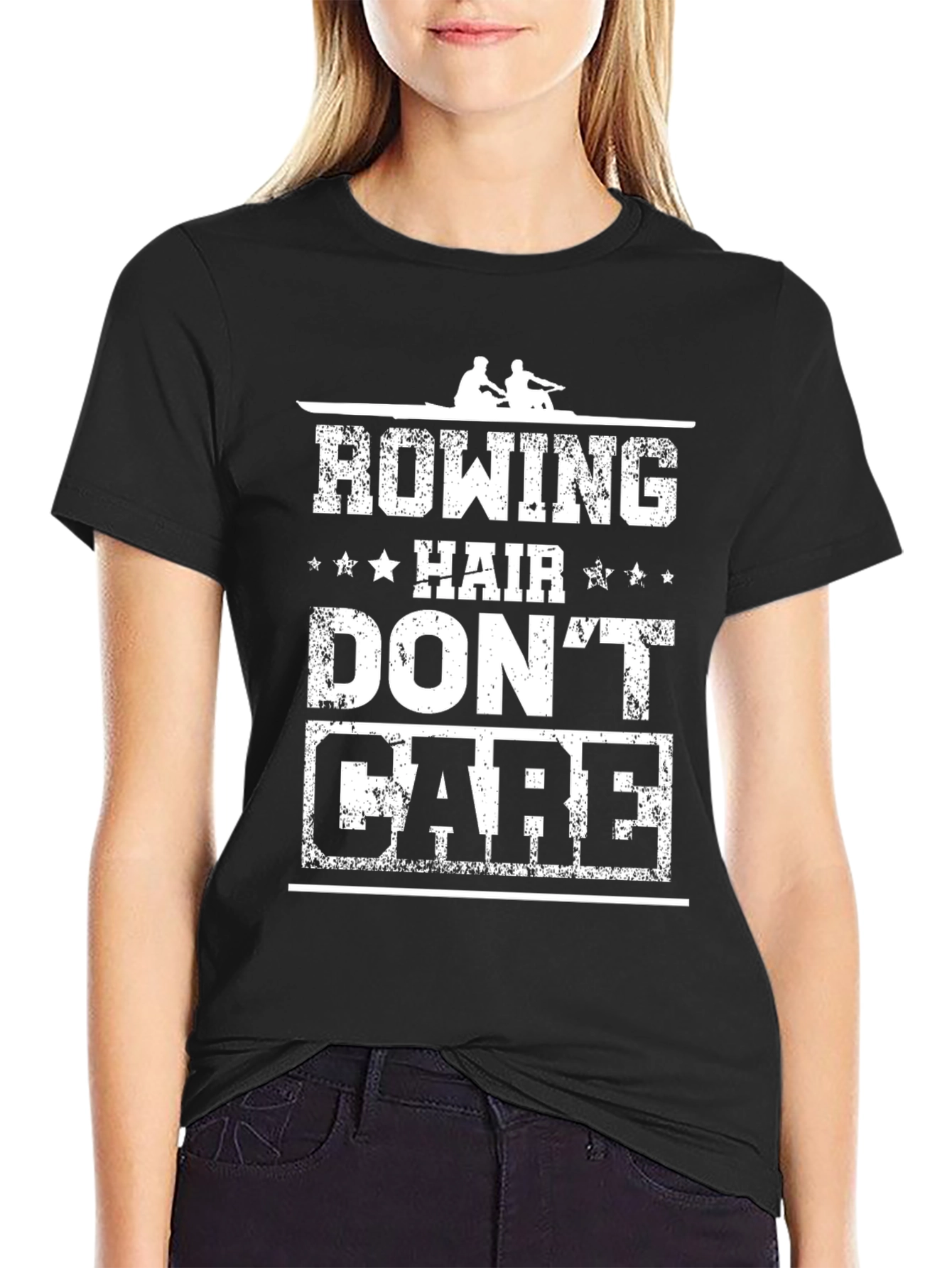 Black Rowing Hair Don't Care Black T-Shirt view 2