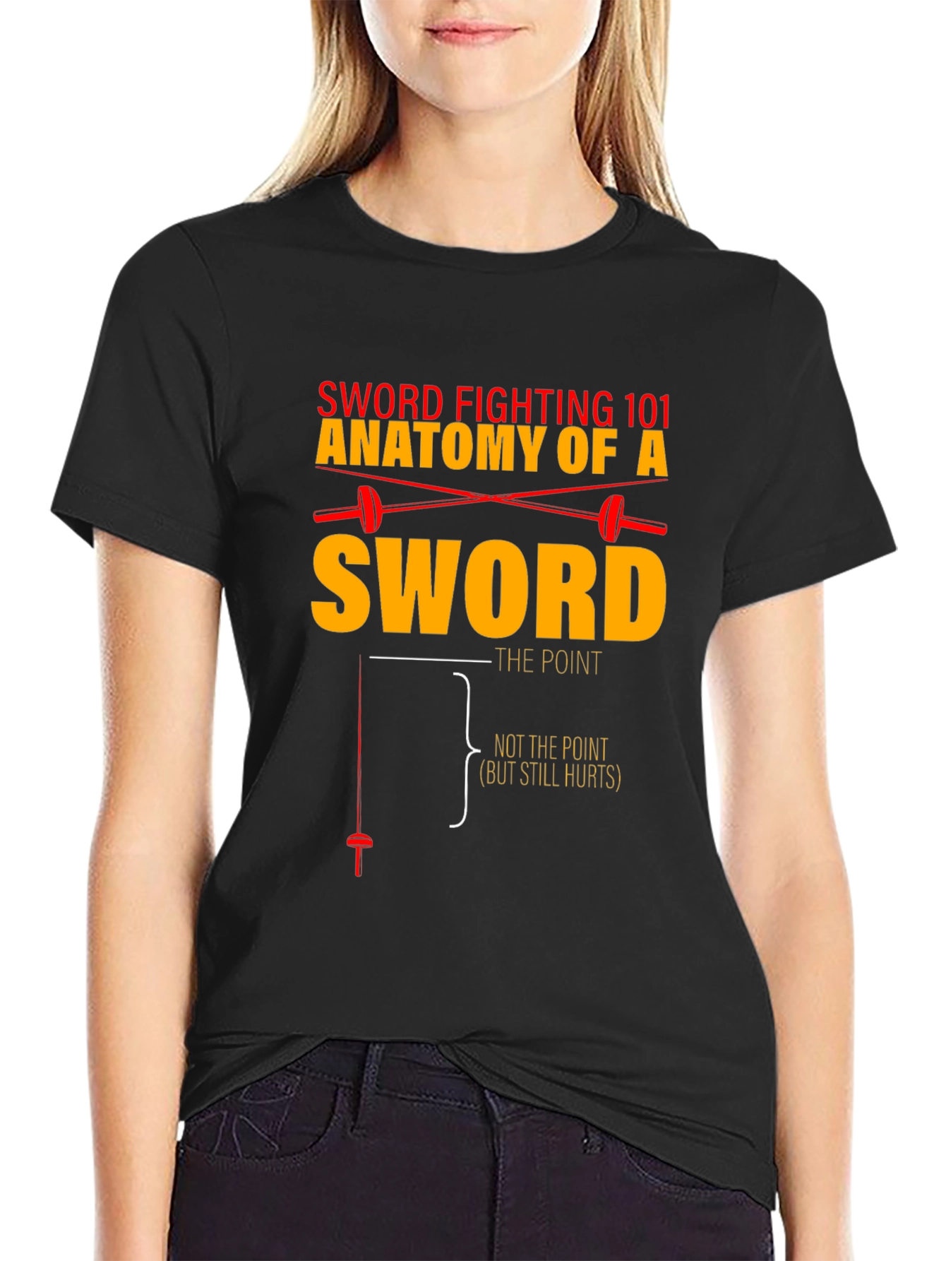 Black Sword Fighting Anatomy T-Shirt view 2