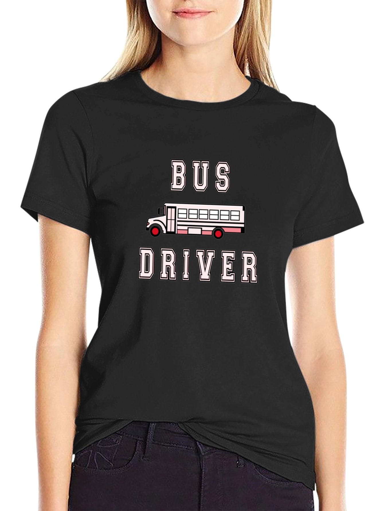 Black Bus Driver T-Shirt - Black Crew Neck view 2