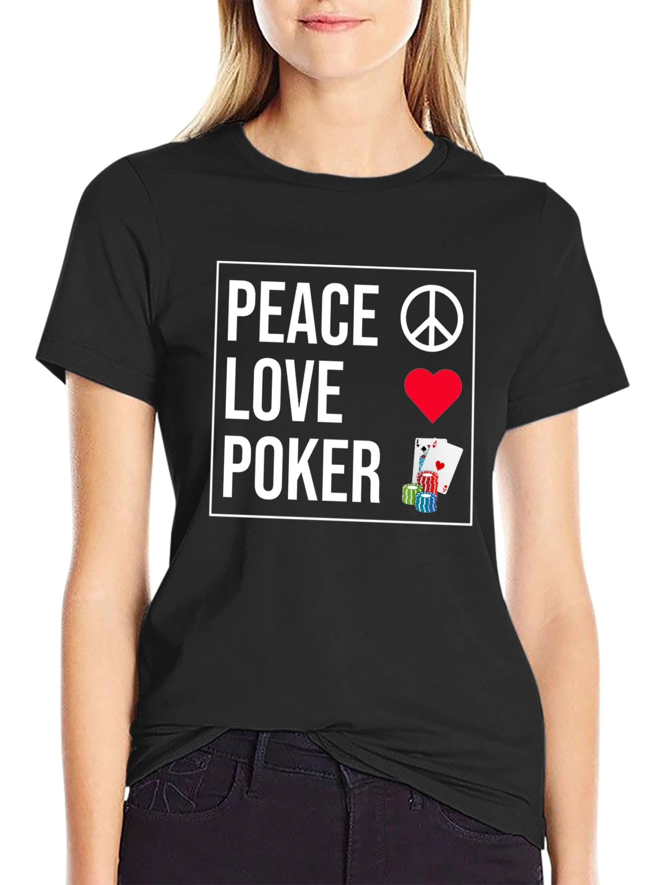 Peace Love Poker T-Shirt - Casino Game Night Apparel - 2