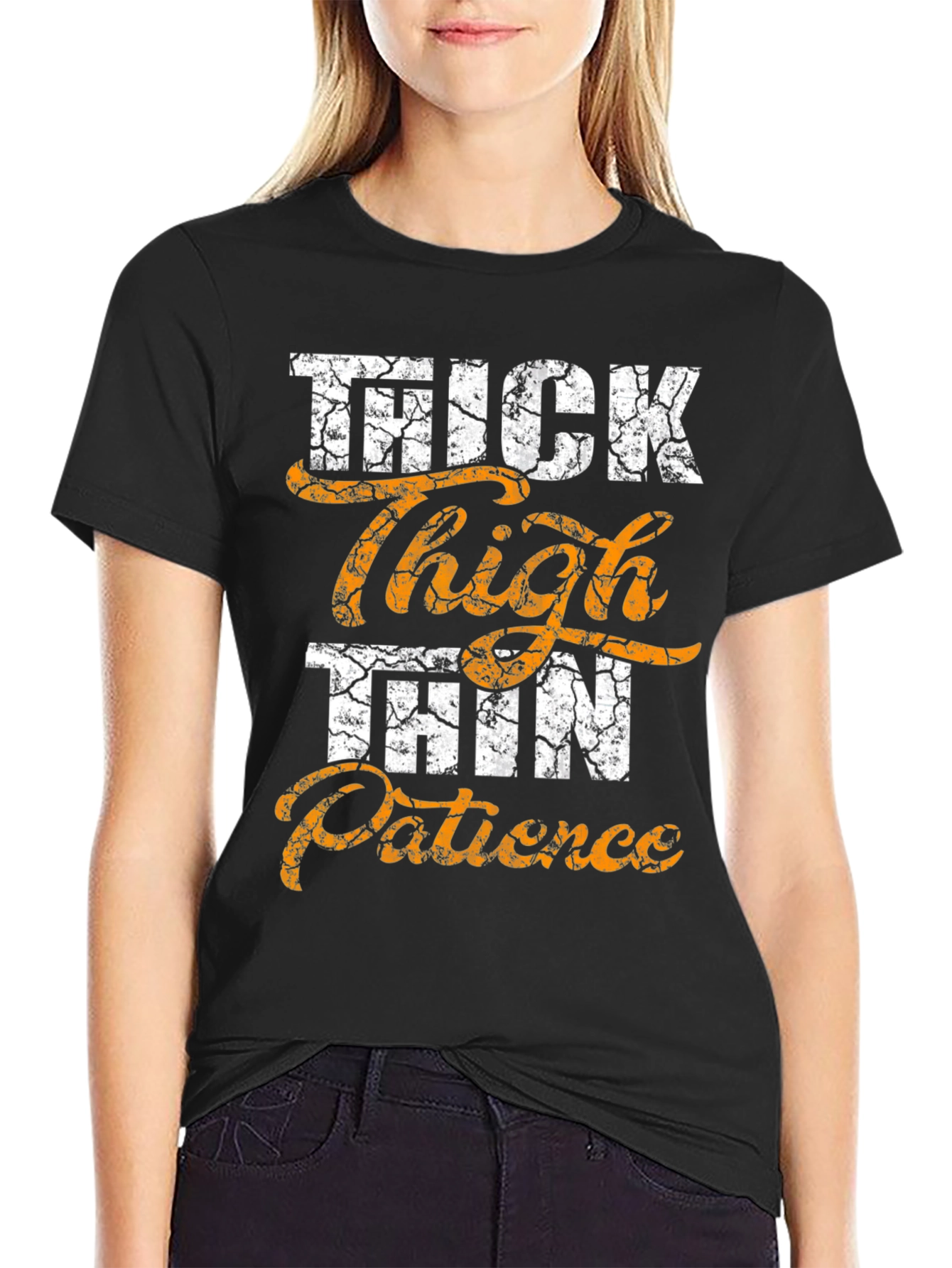 Black Thick Thighs Thin Patience Graphic T-Shirt view 2