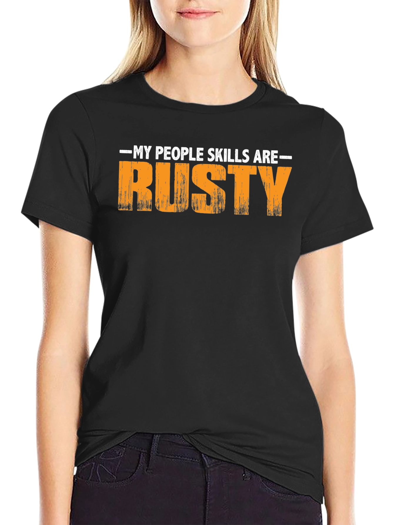 Black My People Skills Are Rusty Graphic T-Shirt view 2