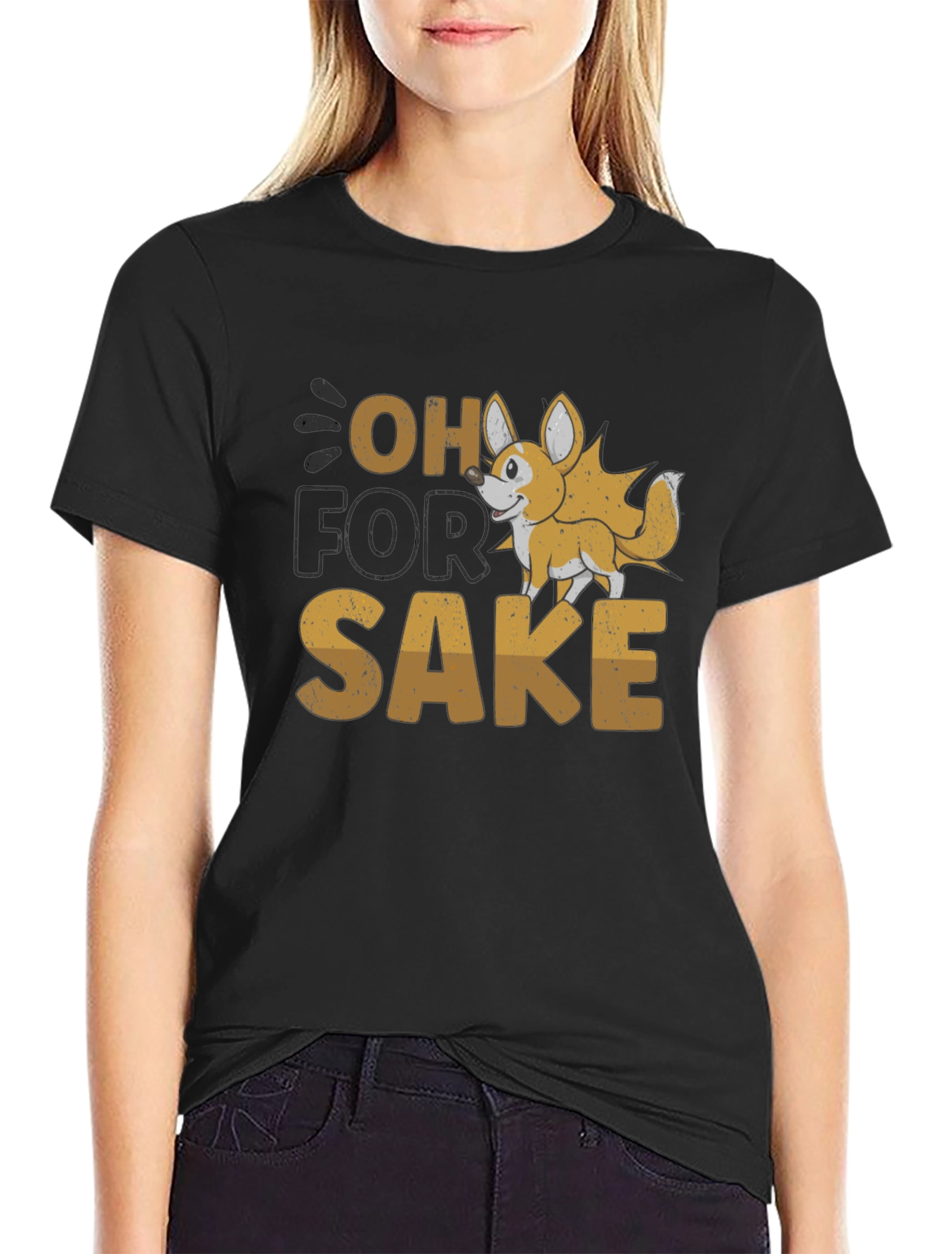 Black Oh For Sake Corgi Graphic Tee view 2