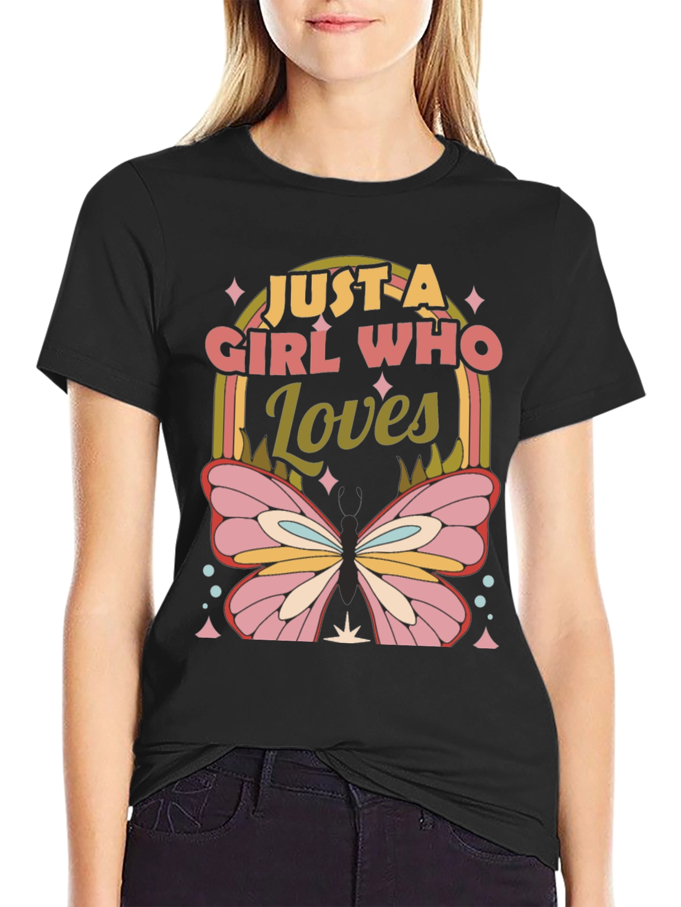 Black Girl Who Loves Butterflies T-Shirt view 2
