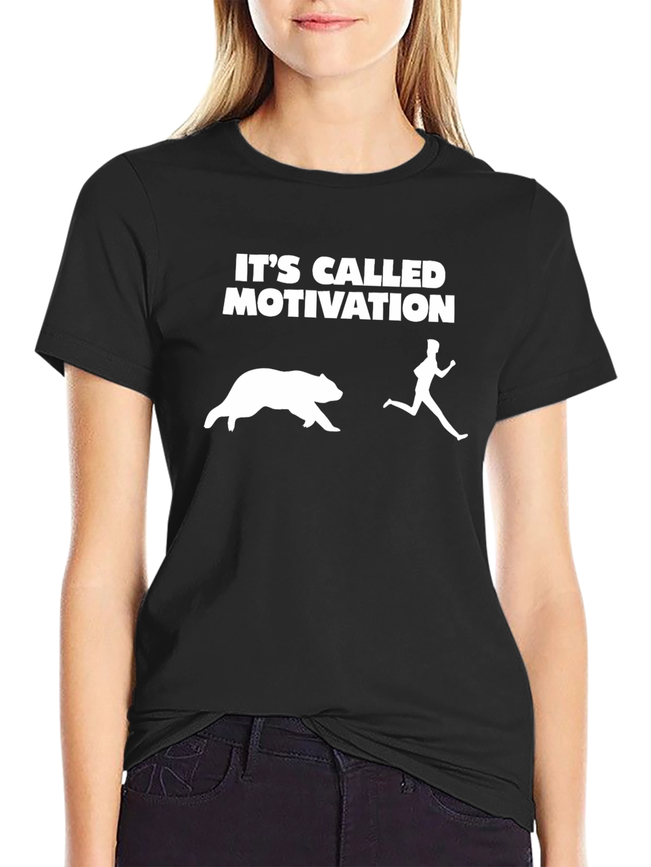 Black Motivation Bear Chase T-Shirt view 2