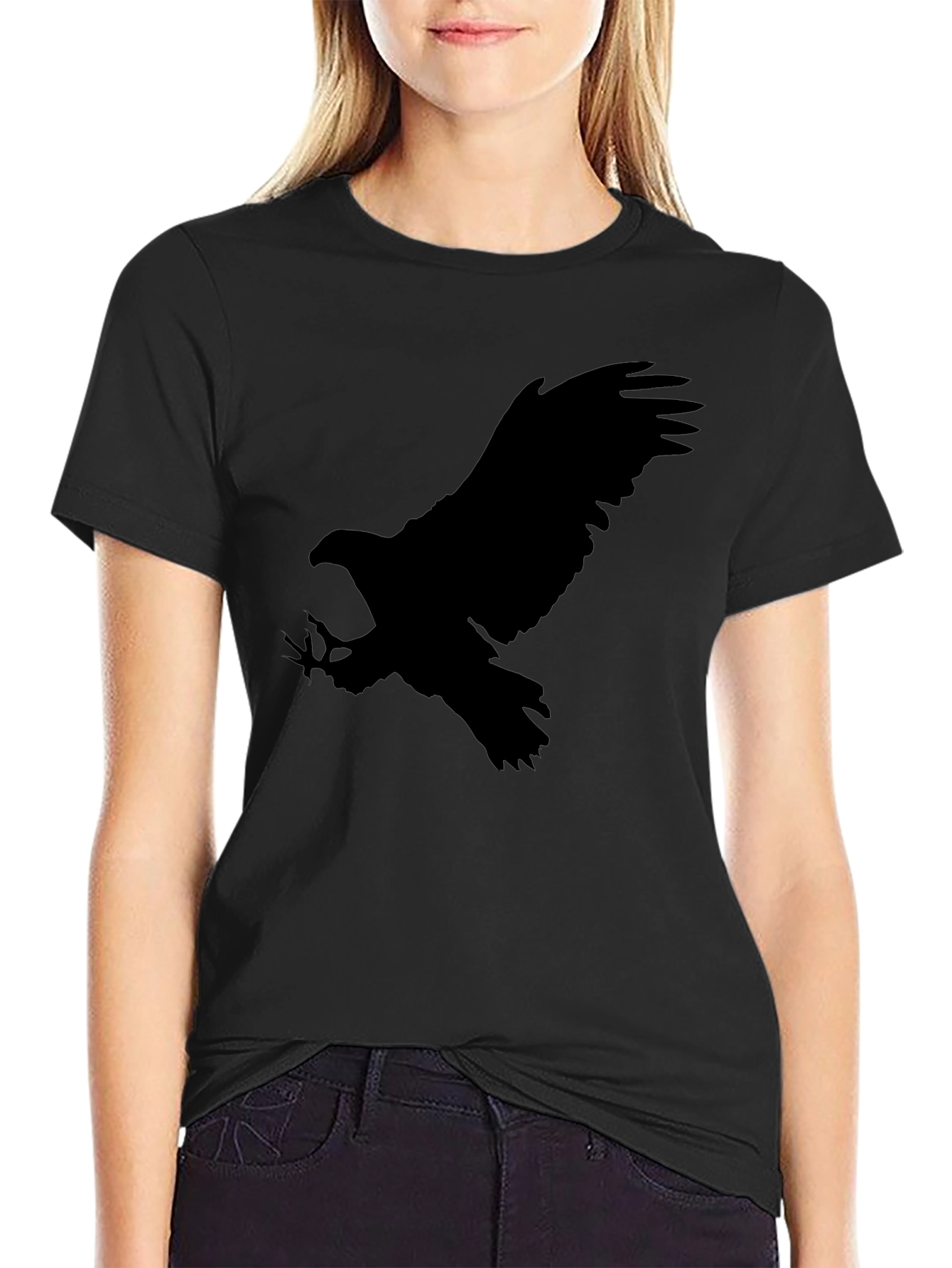 Black Eagle Silhouette Black Graphic Tee view 2